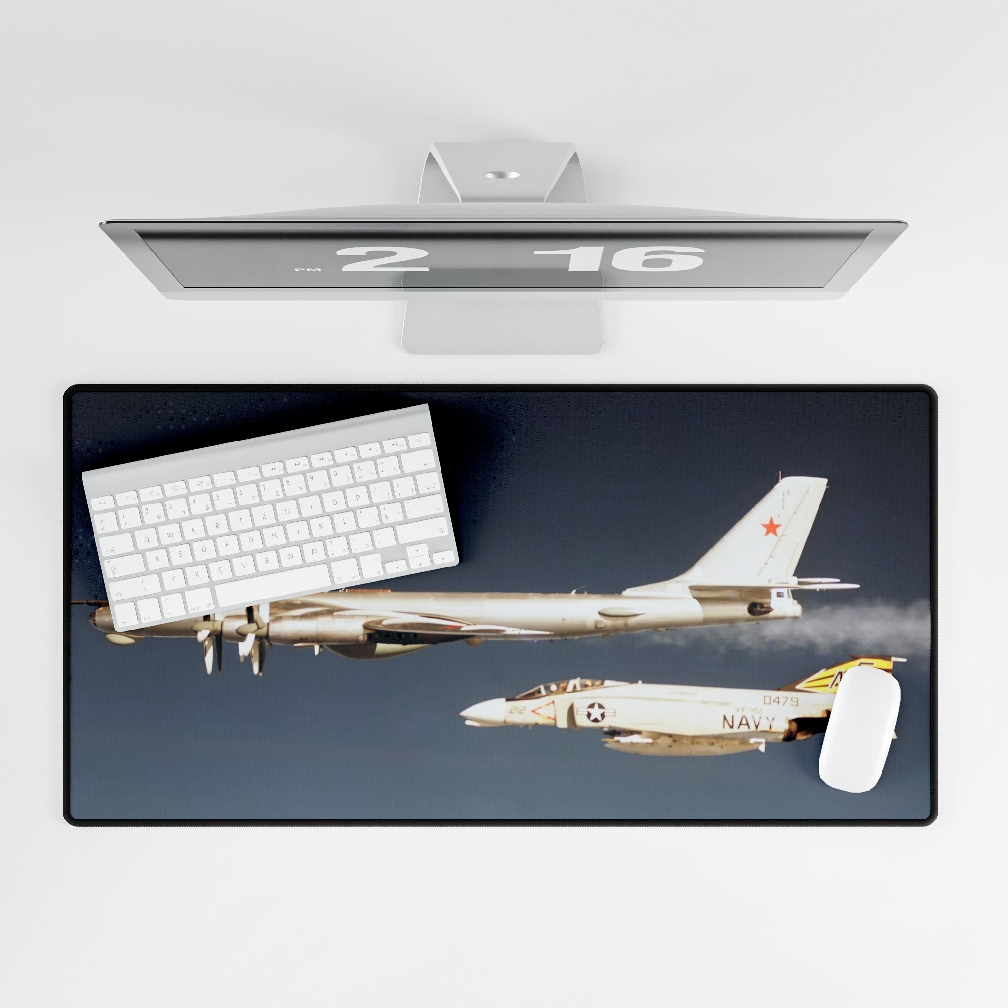 F-4 Phantom alongside TU-95 Bear Desk Mat - I Love a Hangar