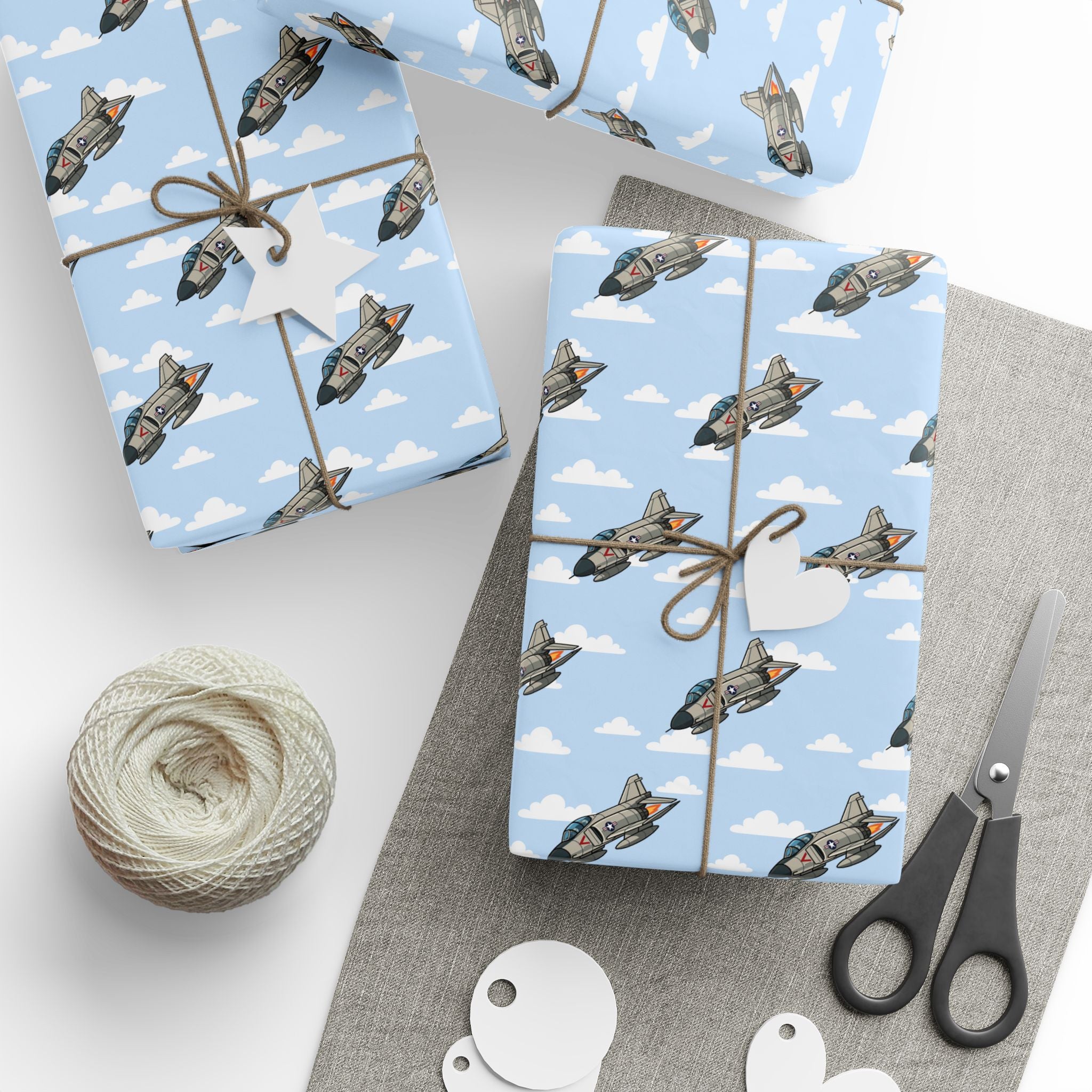 F-4 Phantom Wrapping Paper - Sky Blue - I Love a Hangar