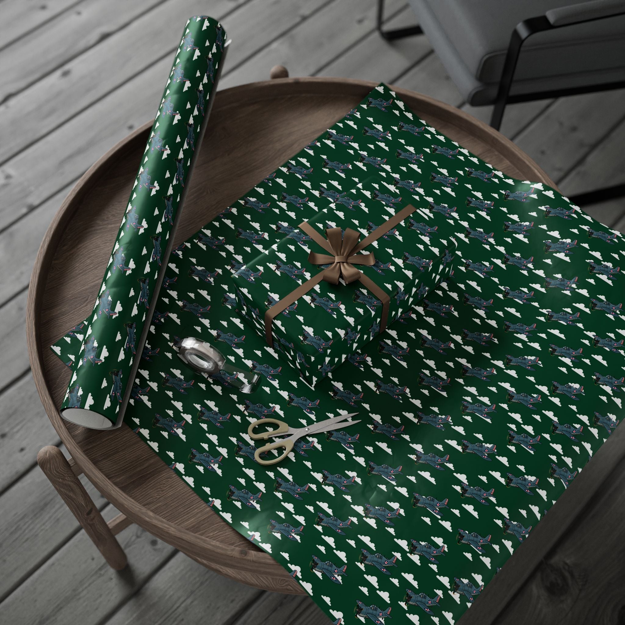 F4F Wildcat Wrapping Paper - Green - I Love a Hangar