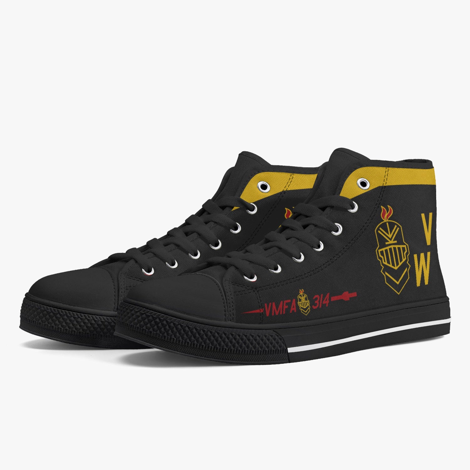VMFA-314 "Black Knights" High Top Canvas Shoes - I Love a Hangar