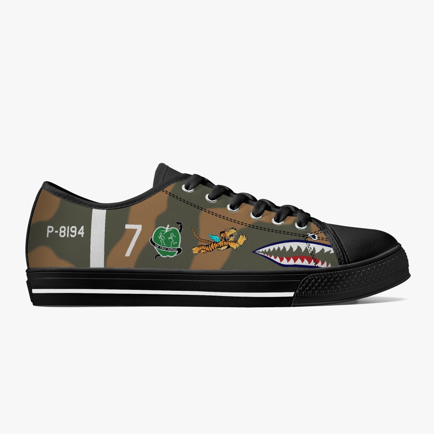 P-40 "White #7" of Robert Neale Low Top Canvas Shoes - I Love a Hangar