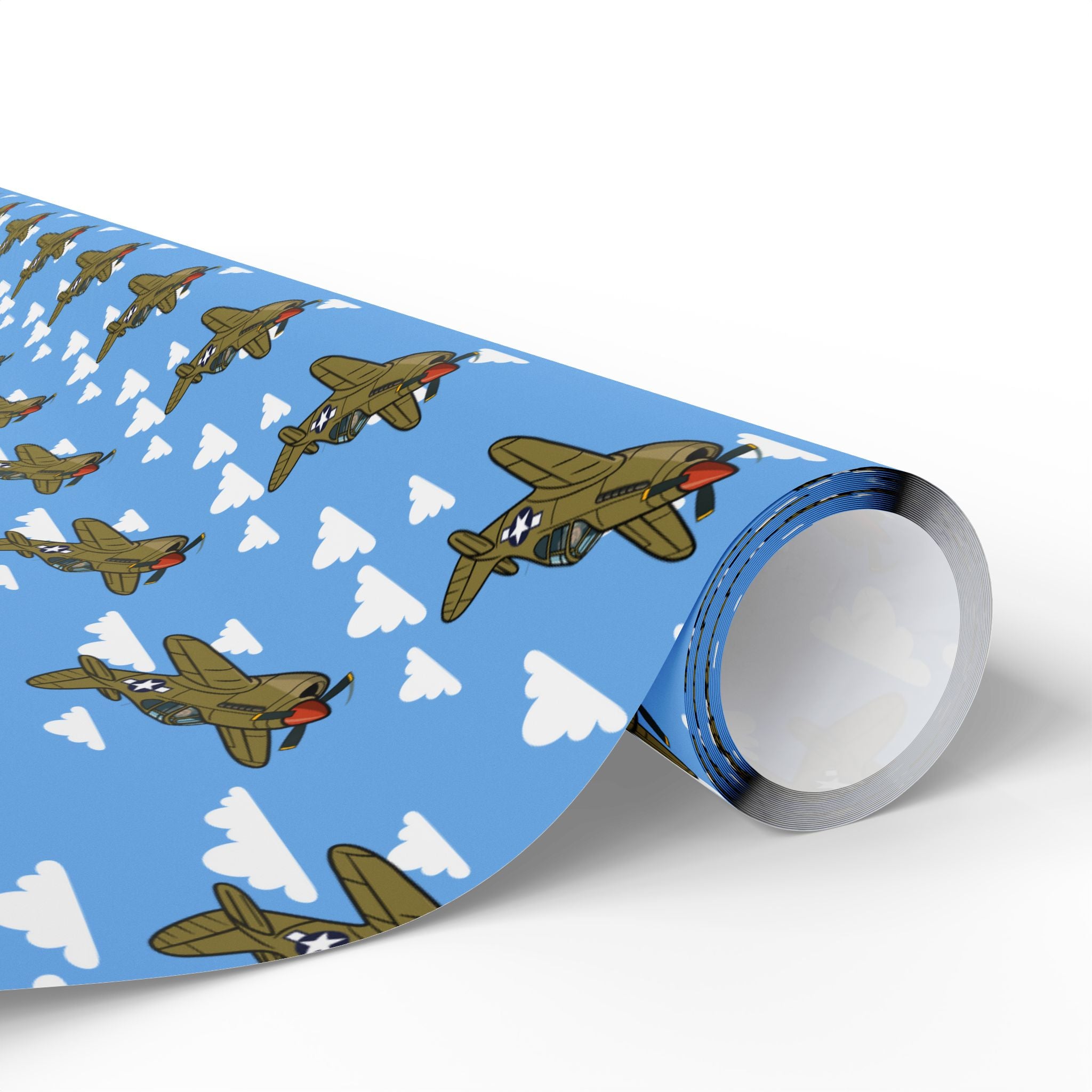 P-40 Warhawk Wrapping Paper - Light Blue - I Love a Hangar