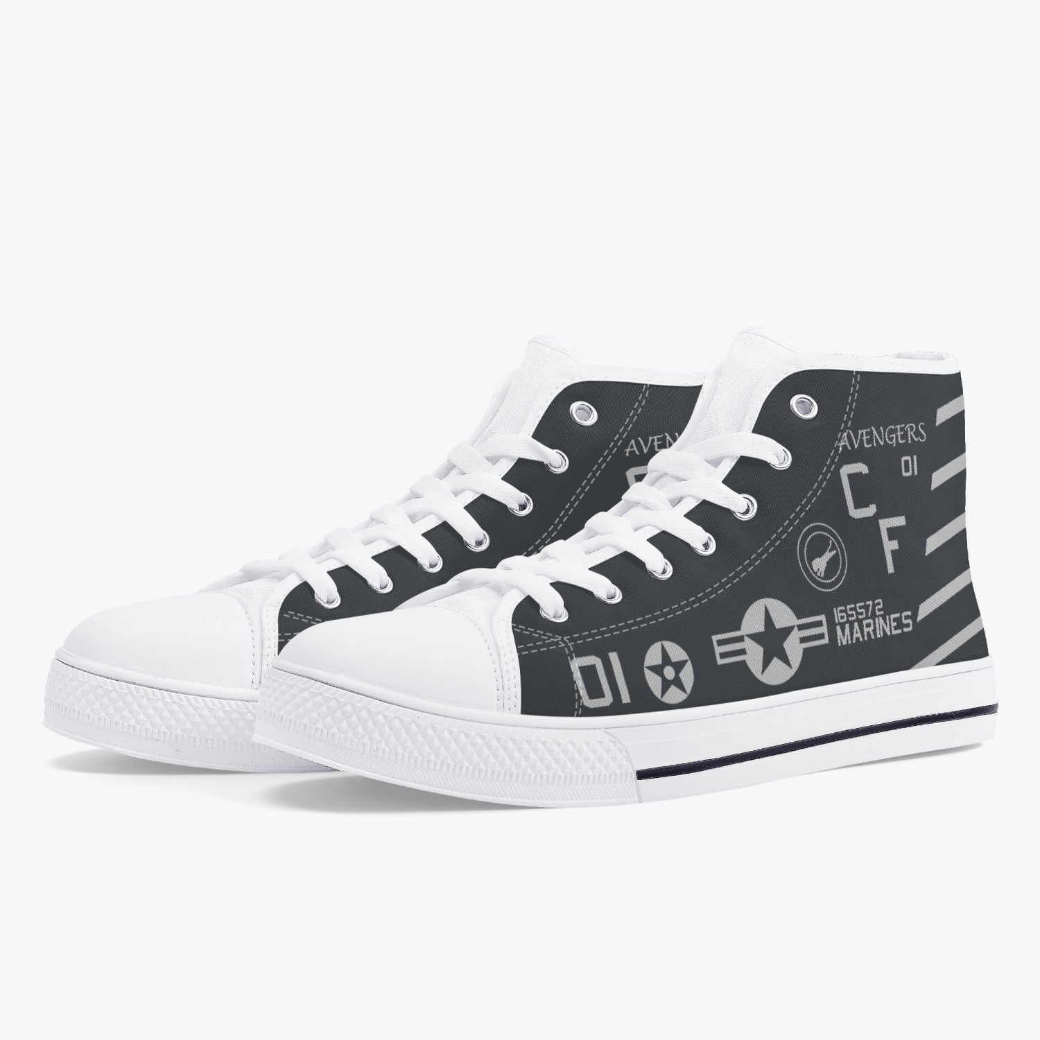 VMA-211 "Wake Island Avengers" (BuNo 165572) High Top Canvas Shoes - I Love a Hangar