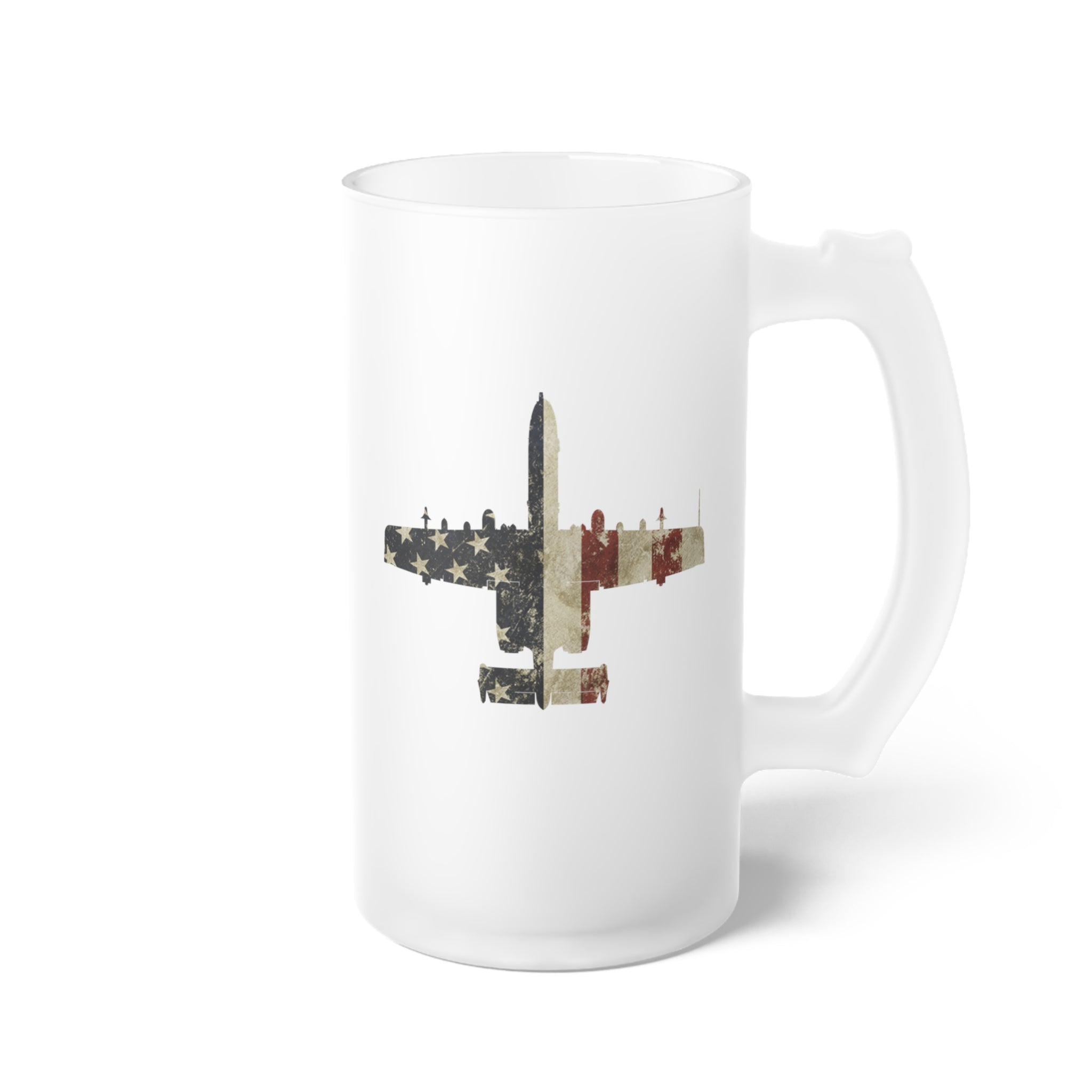 A-10 Thunderbolt II Frosted Glass 16oz (473ml) Beer Mug - I Love a Hangar