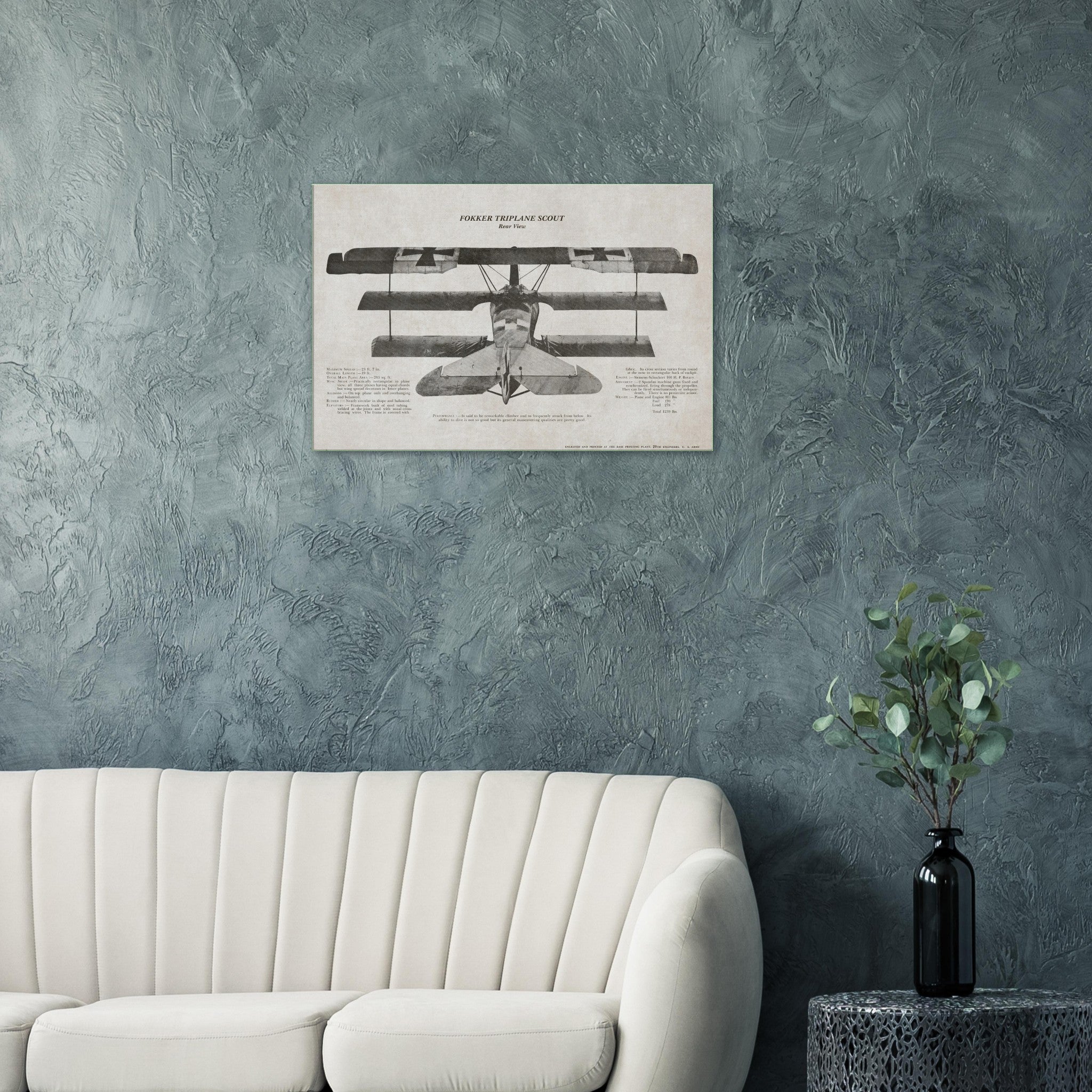 Fokker Triplane Scount Rear View Canvas - I Love a Hangar
