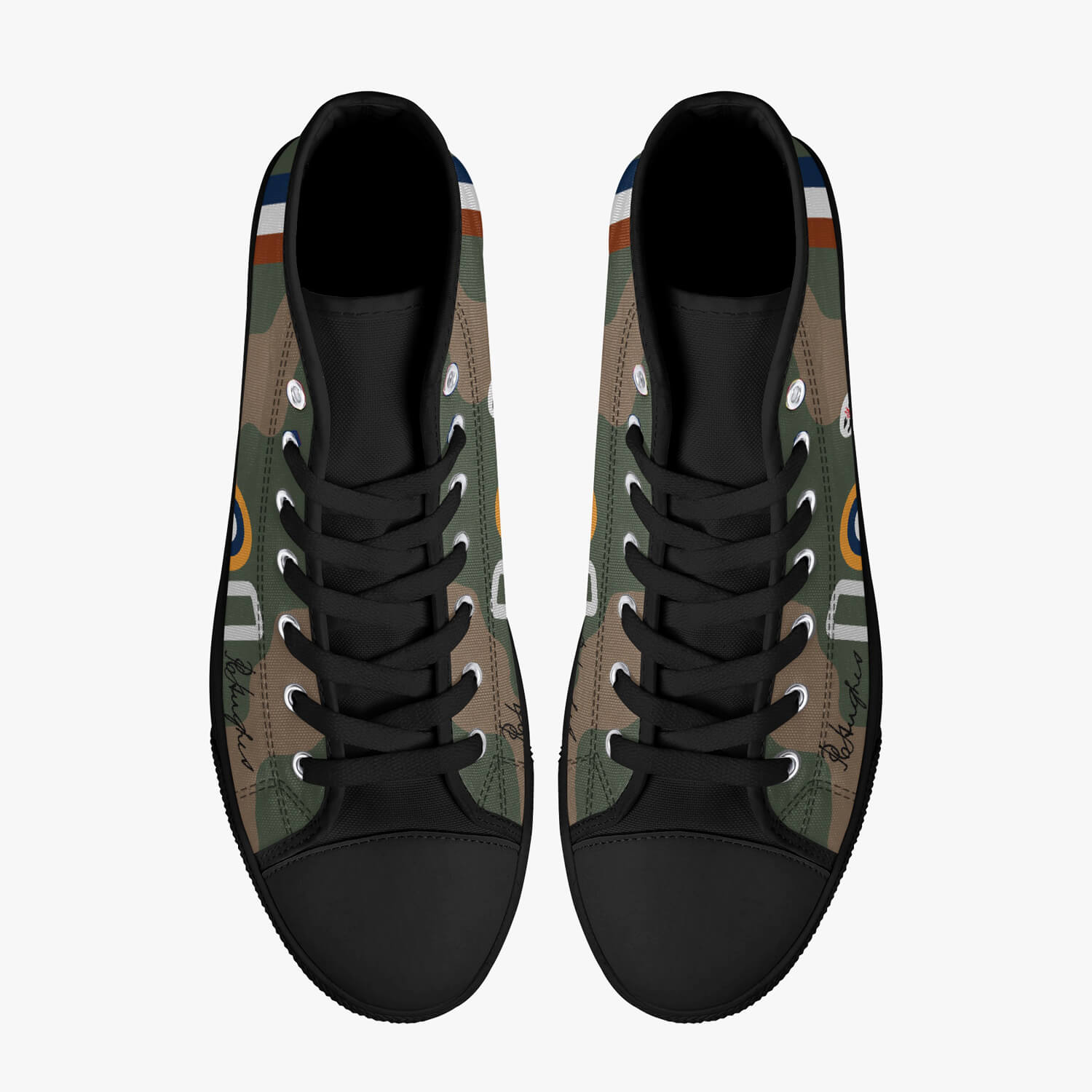 Spitfire "AZ-Q" of Pat Hughes Men's High Top Canvas Shoes - I Love a Hangar