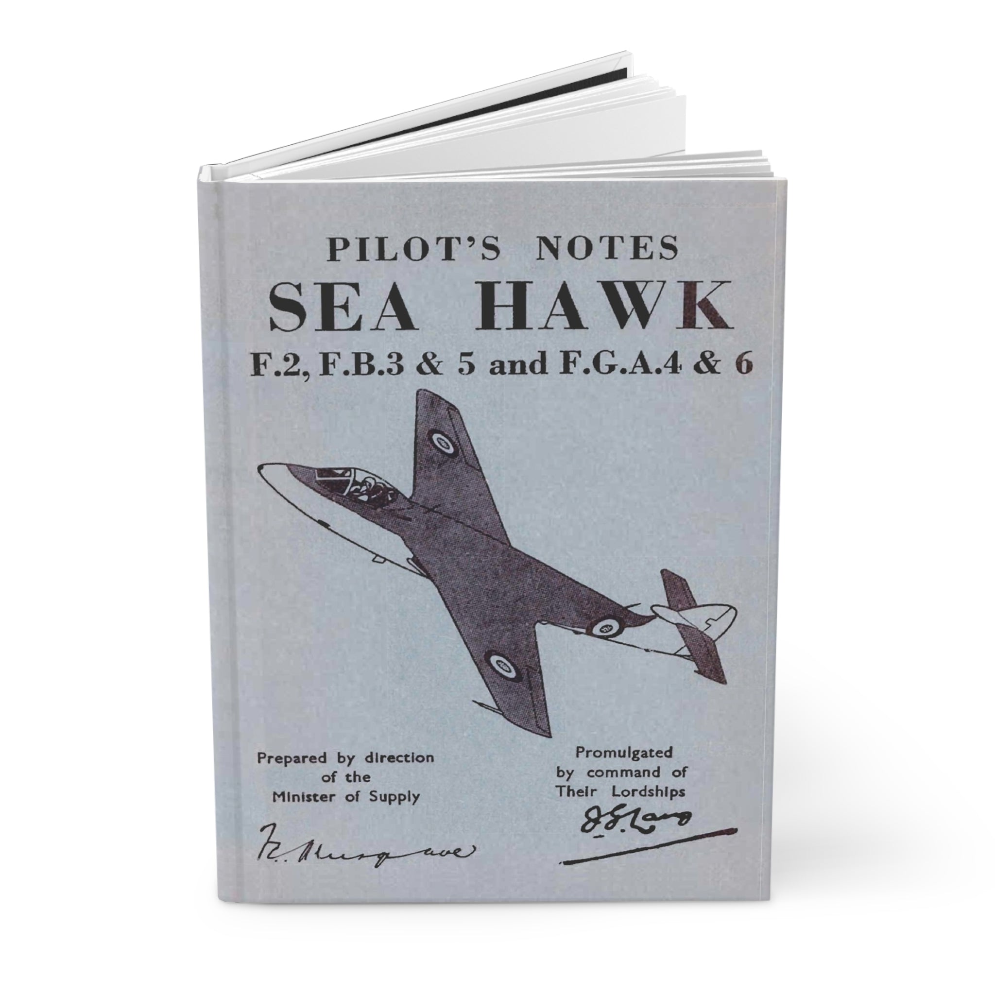 Hawker "Sea Hawk" Inspired Hardcover Journal - I Love a Hangar