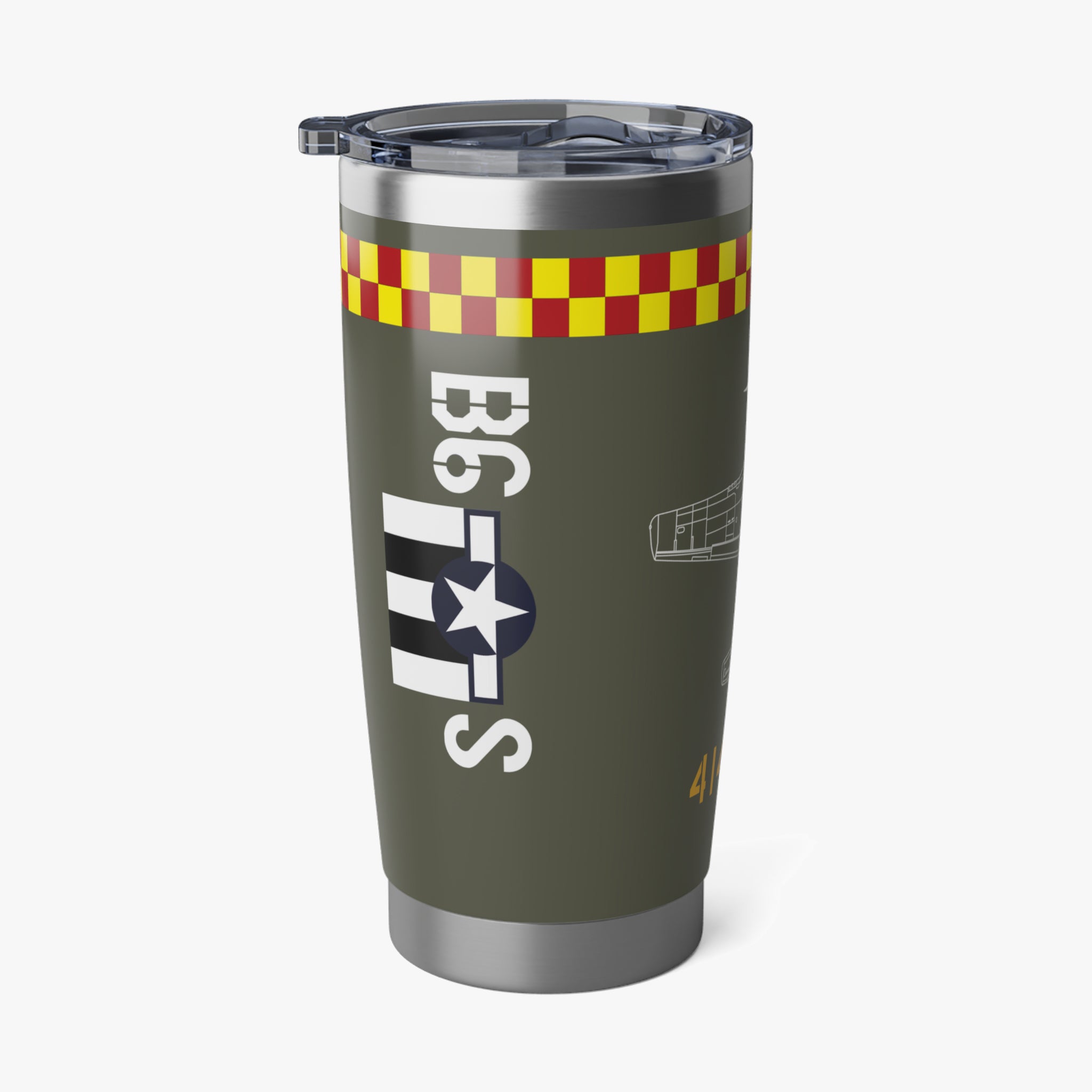 P-51 "Old Crow" (Olive Drab) Inspired 20oz (590ml) Stainless Steel Tumbler - I Love a Hangar
