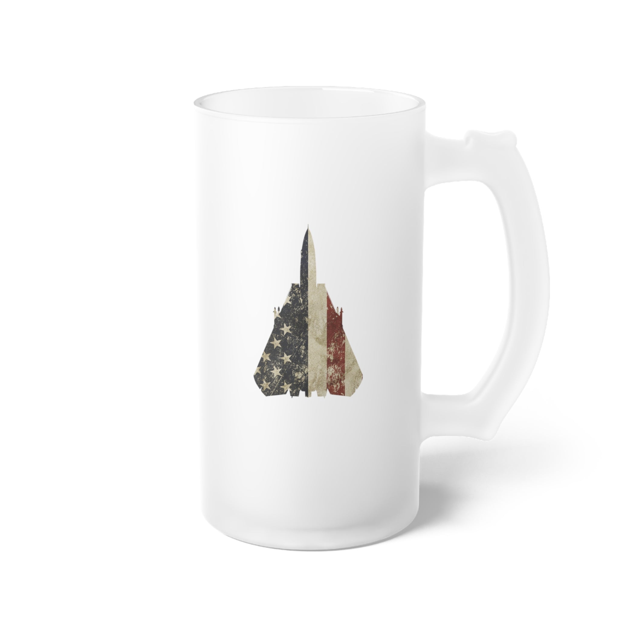 F-14 Tomcat Frosted Glass 16oz (473ml) Beer Mug - I Love a Hangar