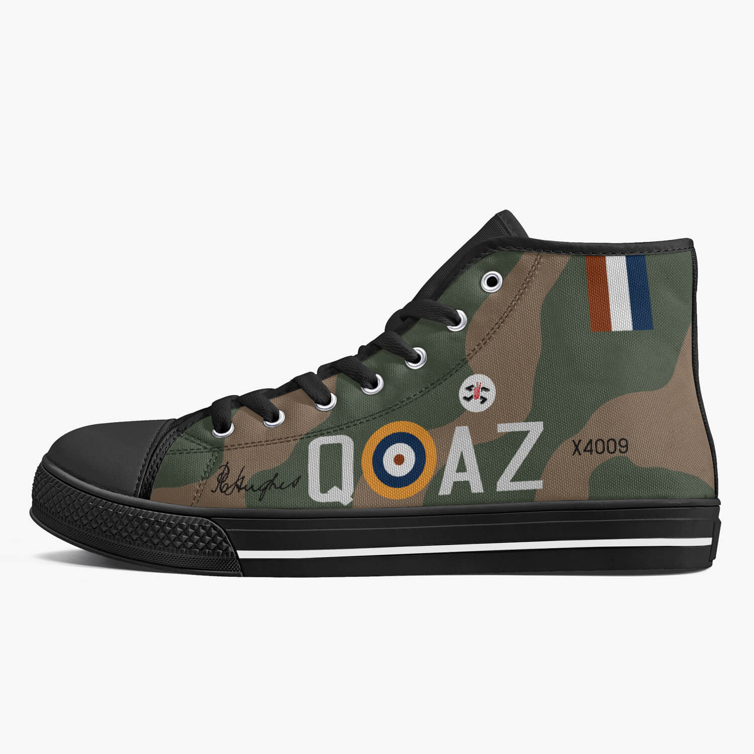 Spitfire "AZ-Q" of Pat Hughes Men's High Top Canvas Shoes - I Love a Hangar