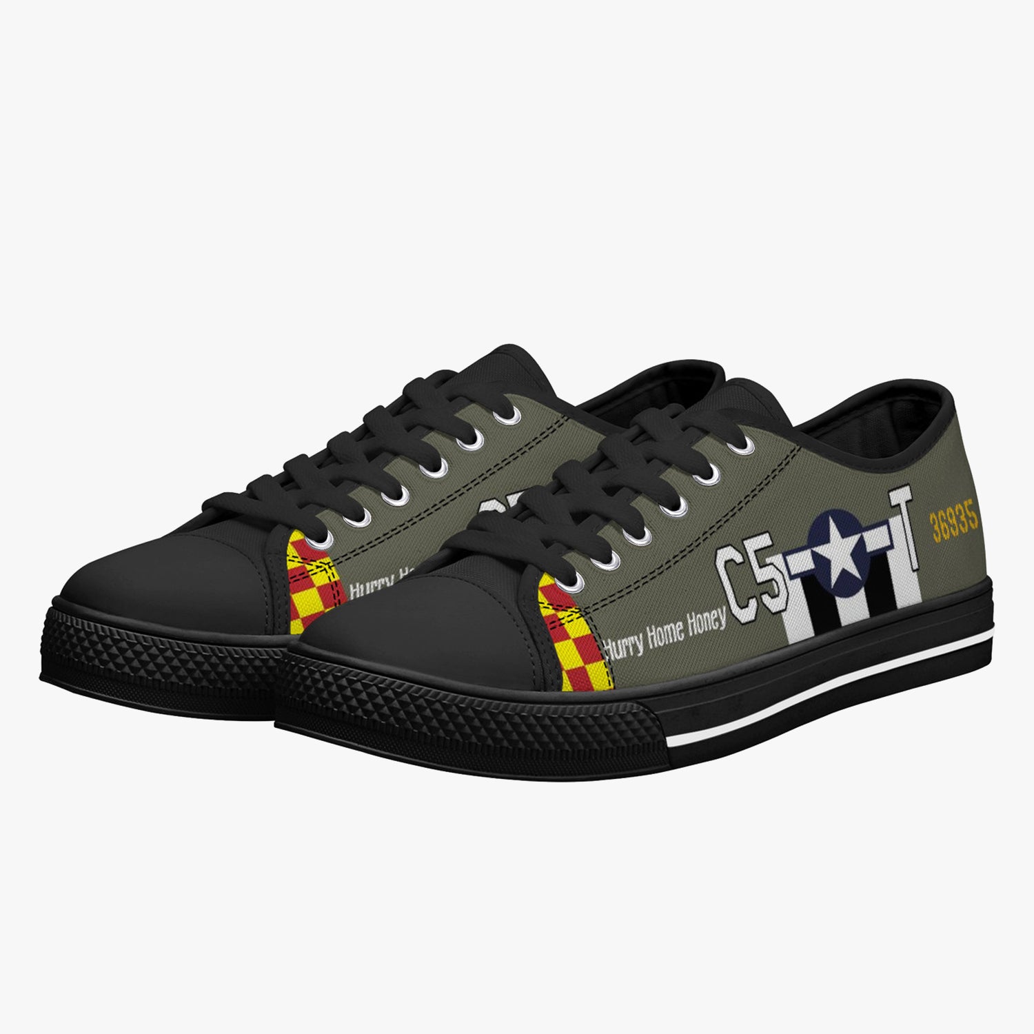 P-51 "Hurry Home Honey" Low Top Canvas Shoes - I Love a Hangar