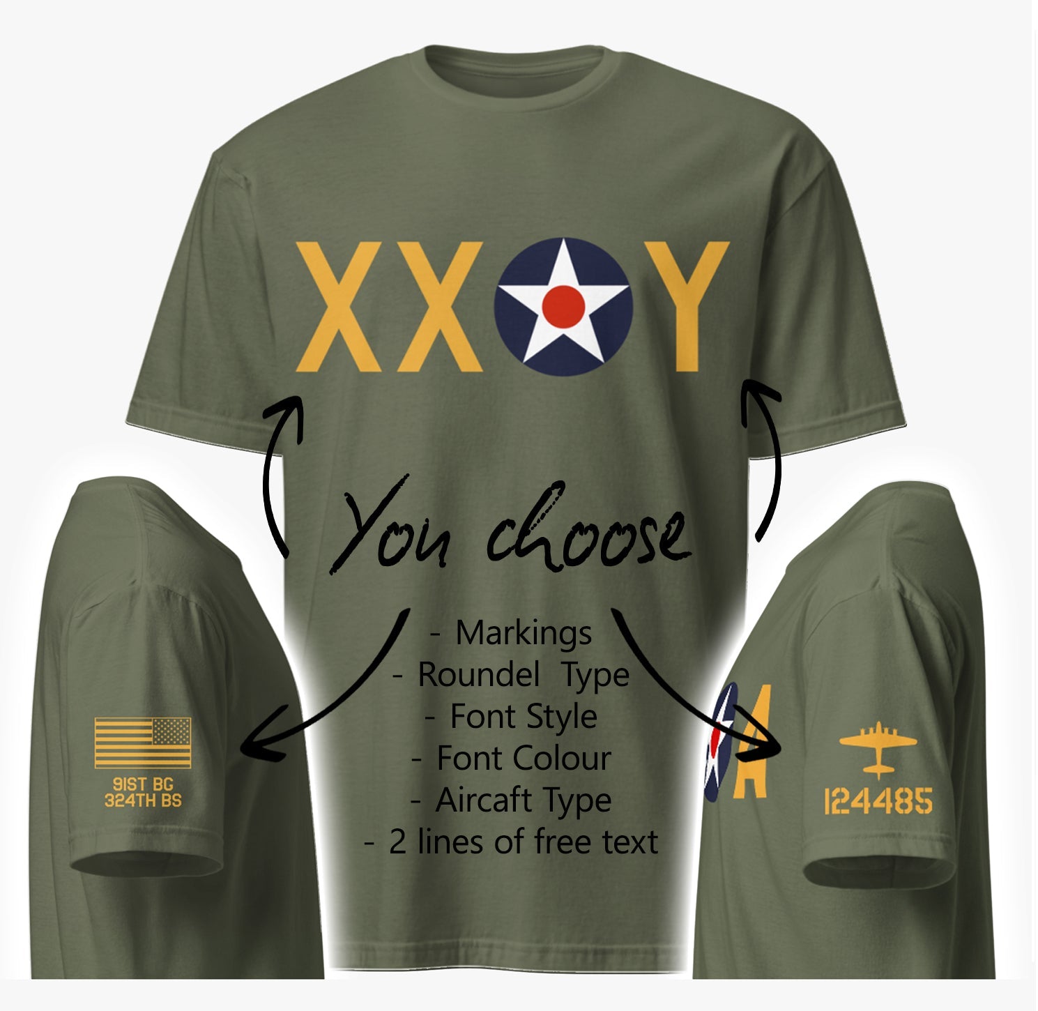 Custom USAAF Markings Short-Sleeve Unisex T-Shirt