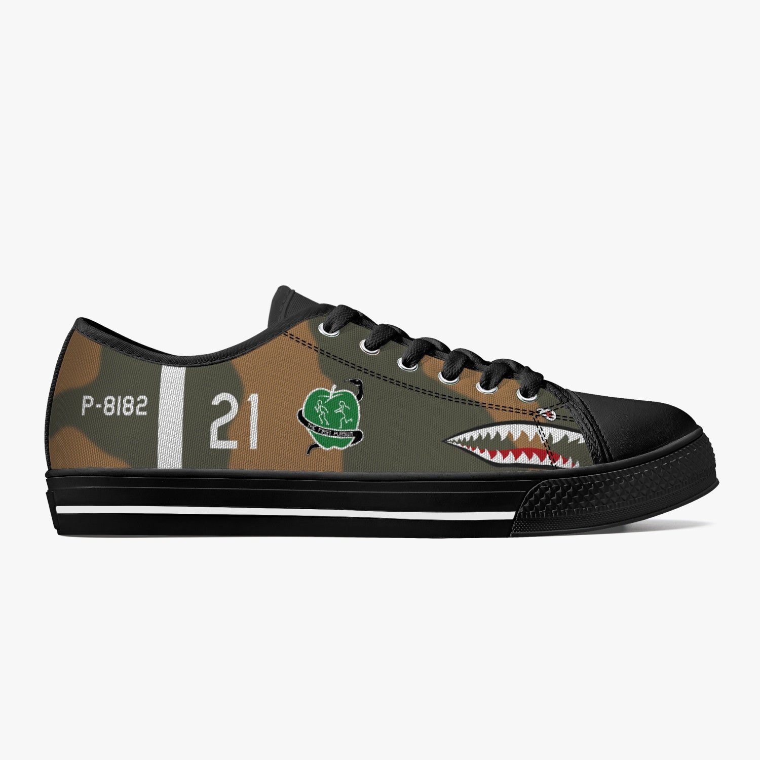 P-40 "White #21" of Pappy Boyington Low Top Canvas Shoes - I Love a Hangar