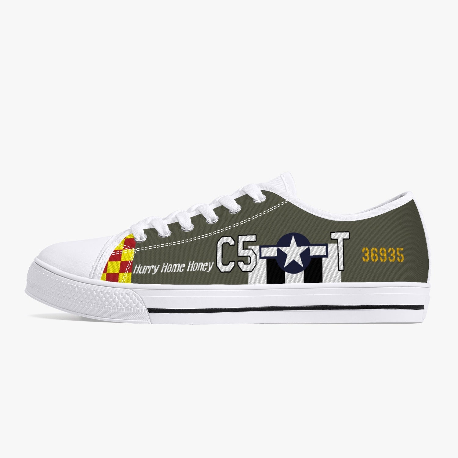 P-51 "Hurry Home Honey" Low Top Canvas Shoes - I Love a Hangar