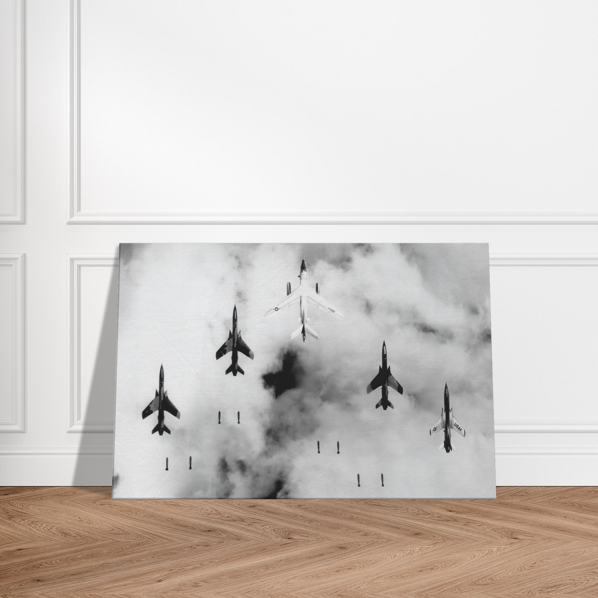 EB-66 "Destroyer" with F-105 "Thunderchiefs" on Mission over North Vietnam on Canvas - I Love a Hangar