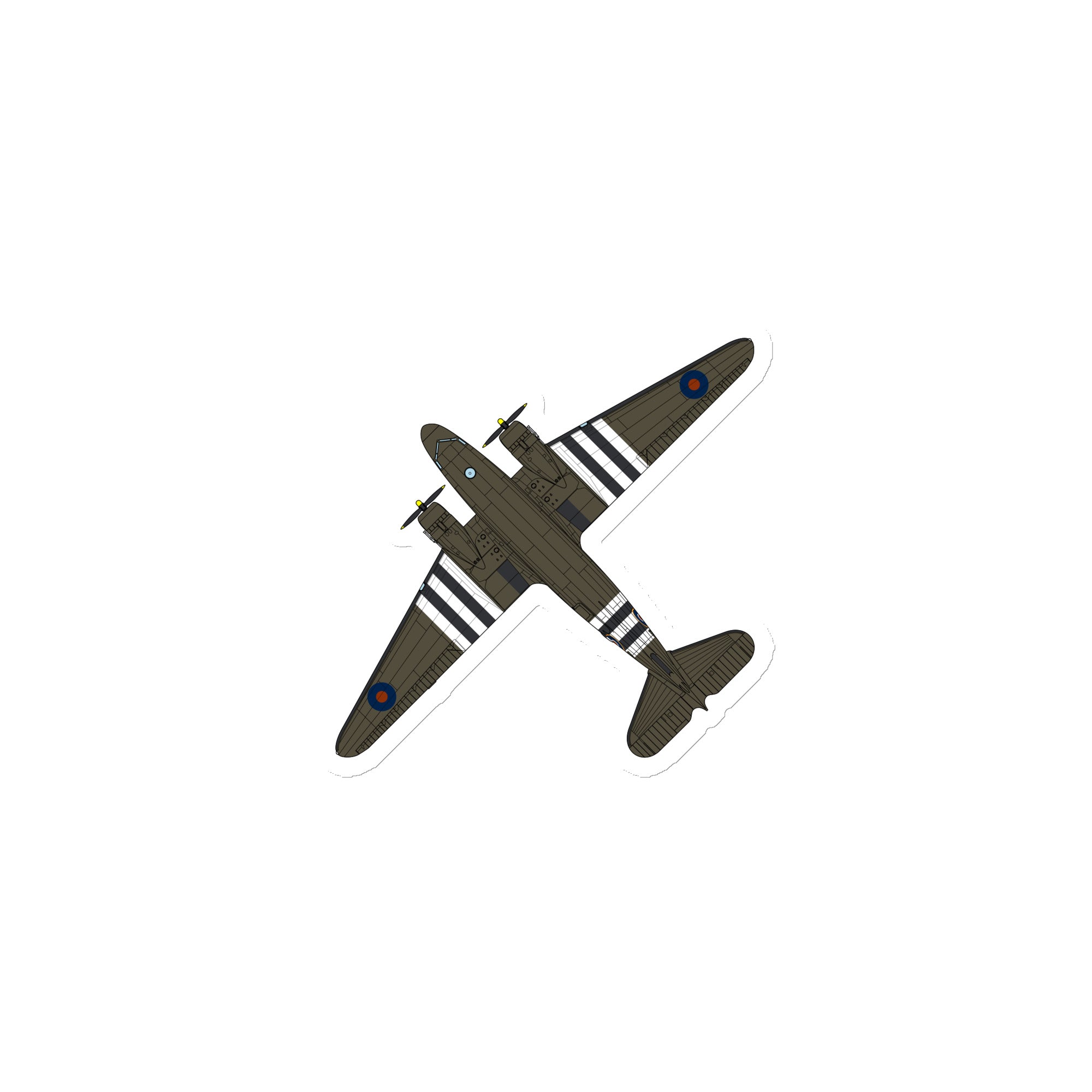 C-47 "Kwicherbichen" (Top View) Die Cut Magnet - I Love a Hangar