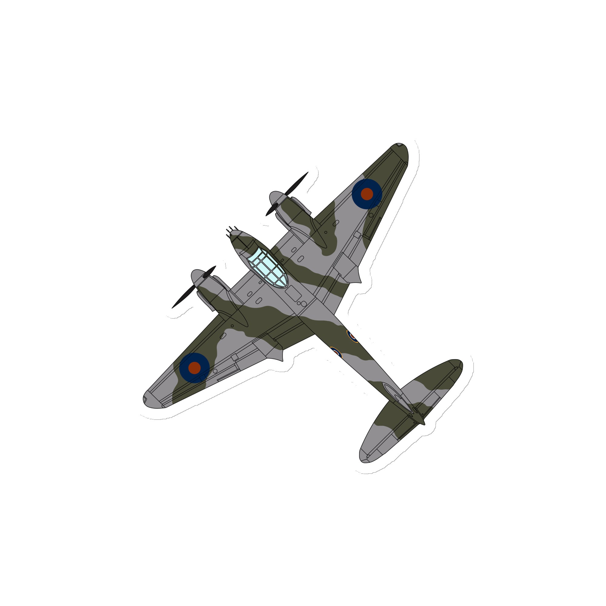 DH.98 Mosquito Top View Die Cut Magnet - I Love a Hangar