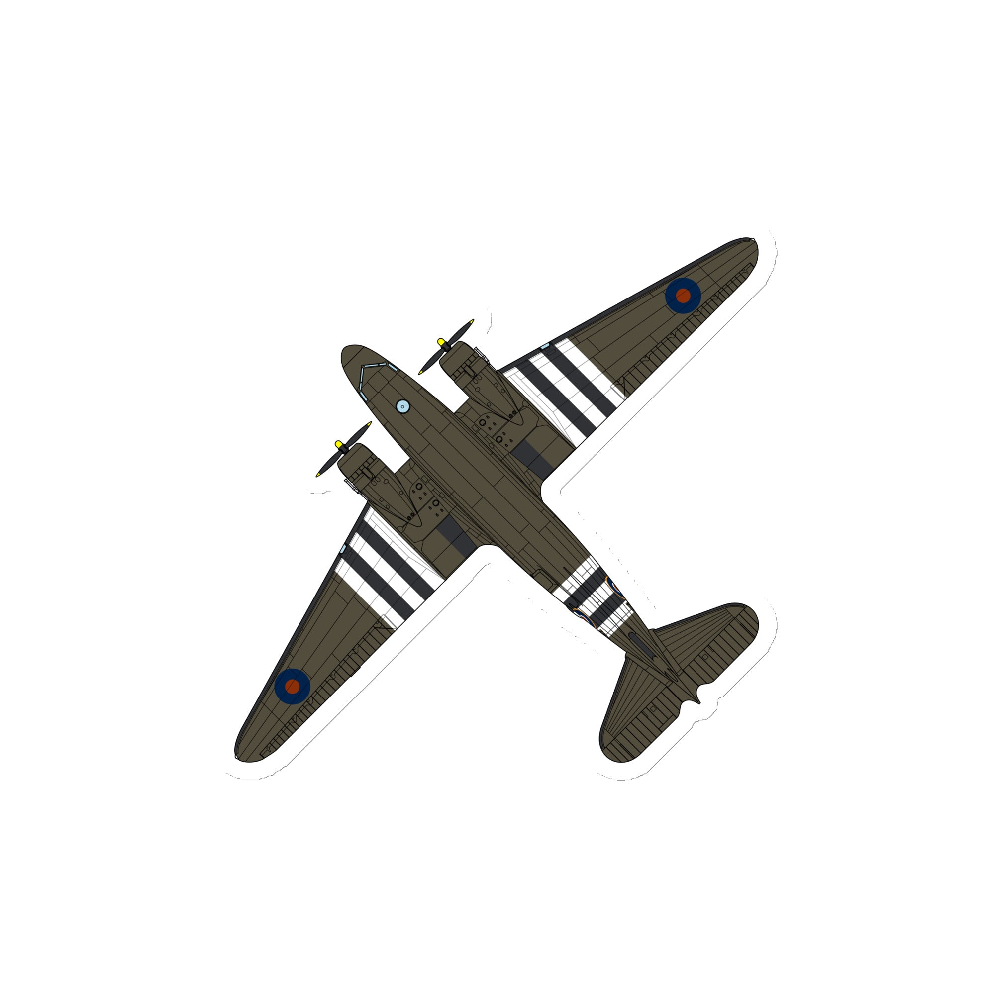 C-47 "Kwicherbichen" (Top View) Die Cut Magnet - I Love a Hangar