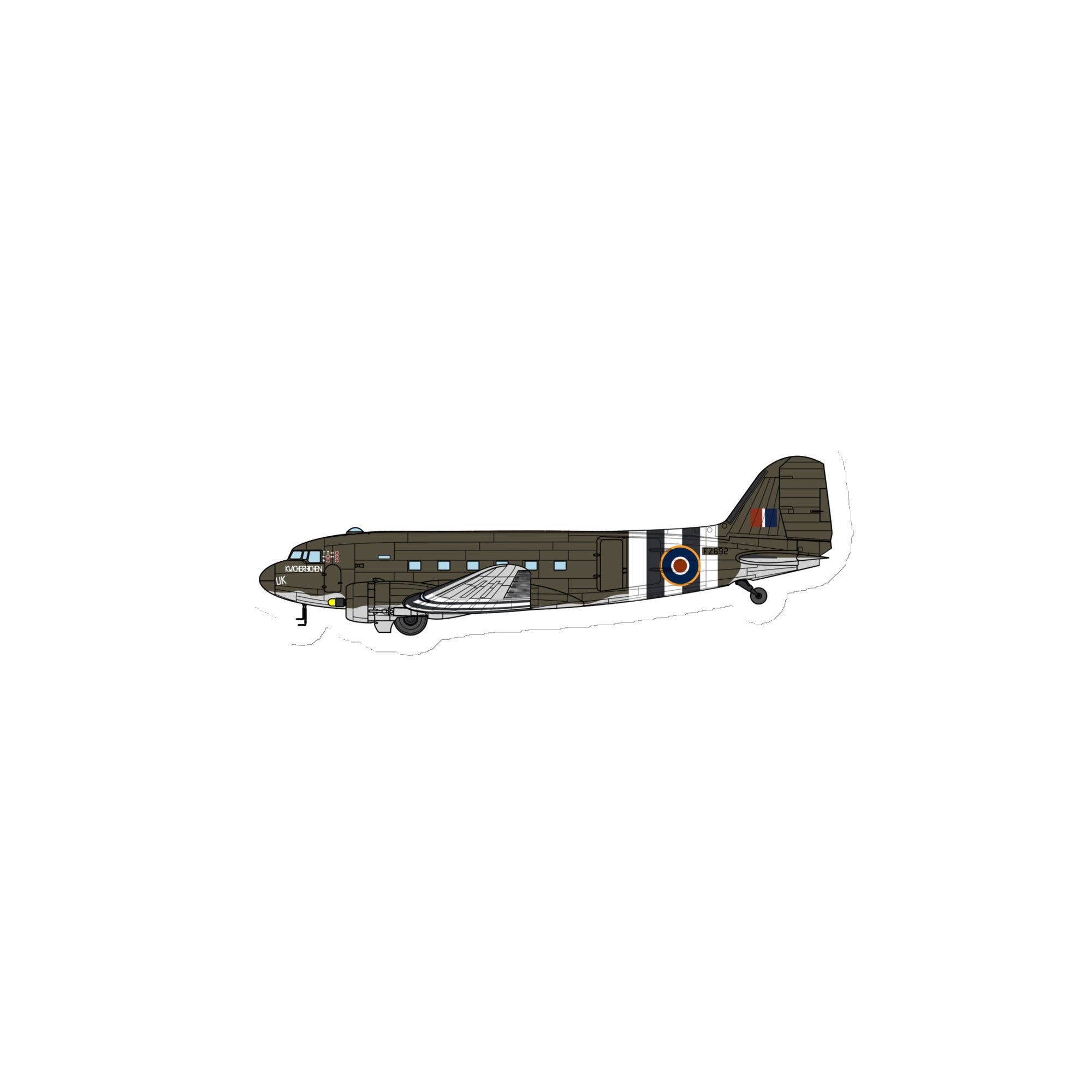 C-47 "Kwicherbichen" (Side View) Die Cut MagnetMagnet - I Love a Hangar