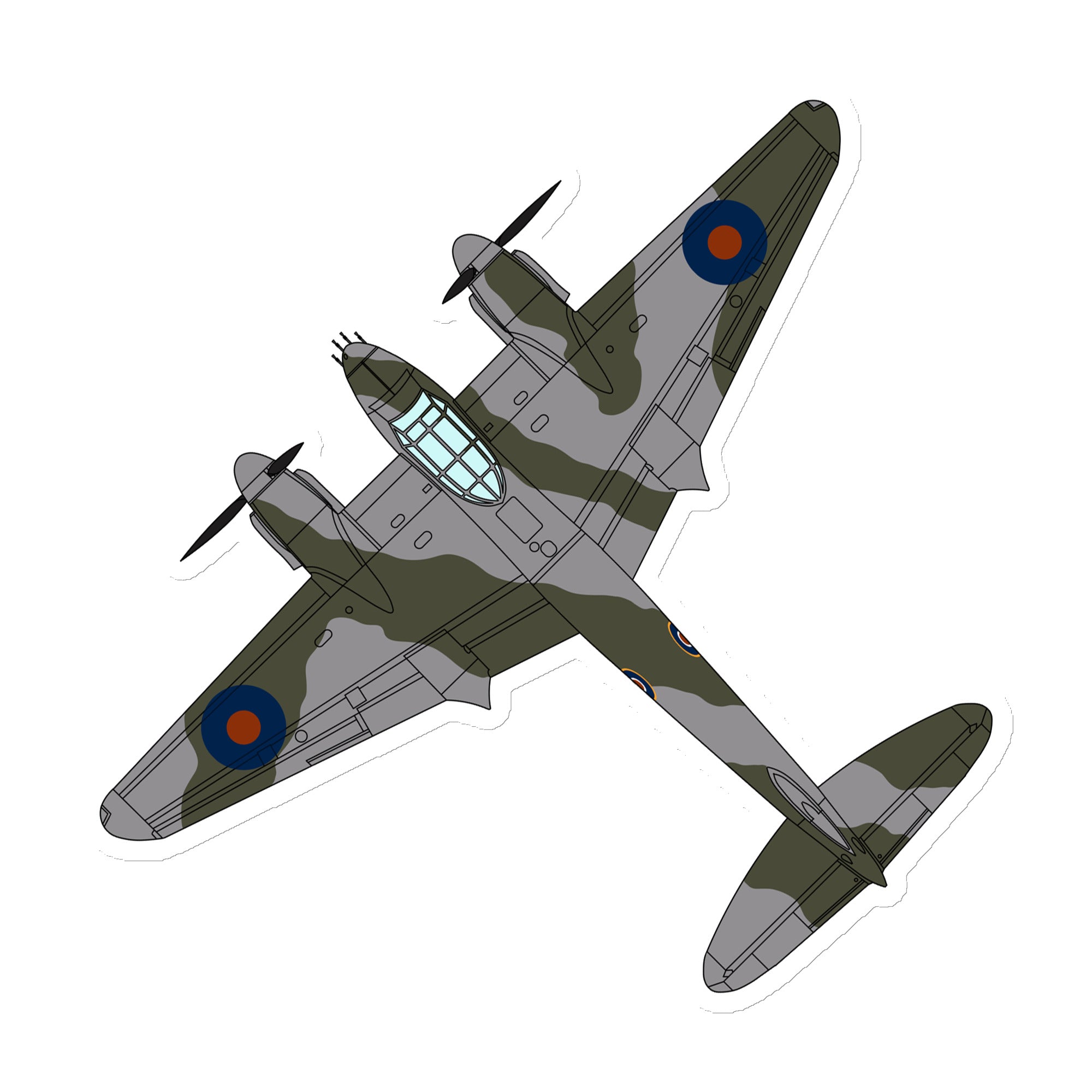 DH.98 Mosquito Top View Die Cut Magnet - I Love a Hangar