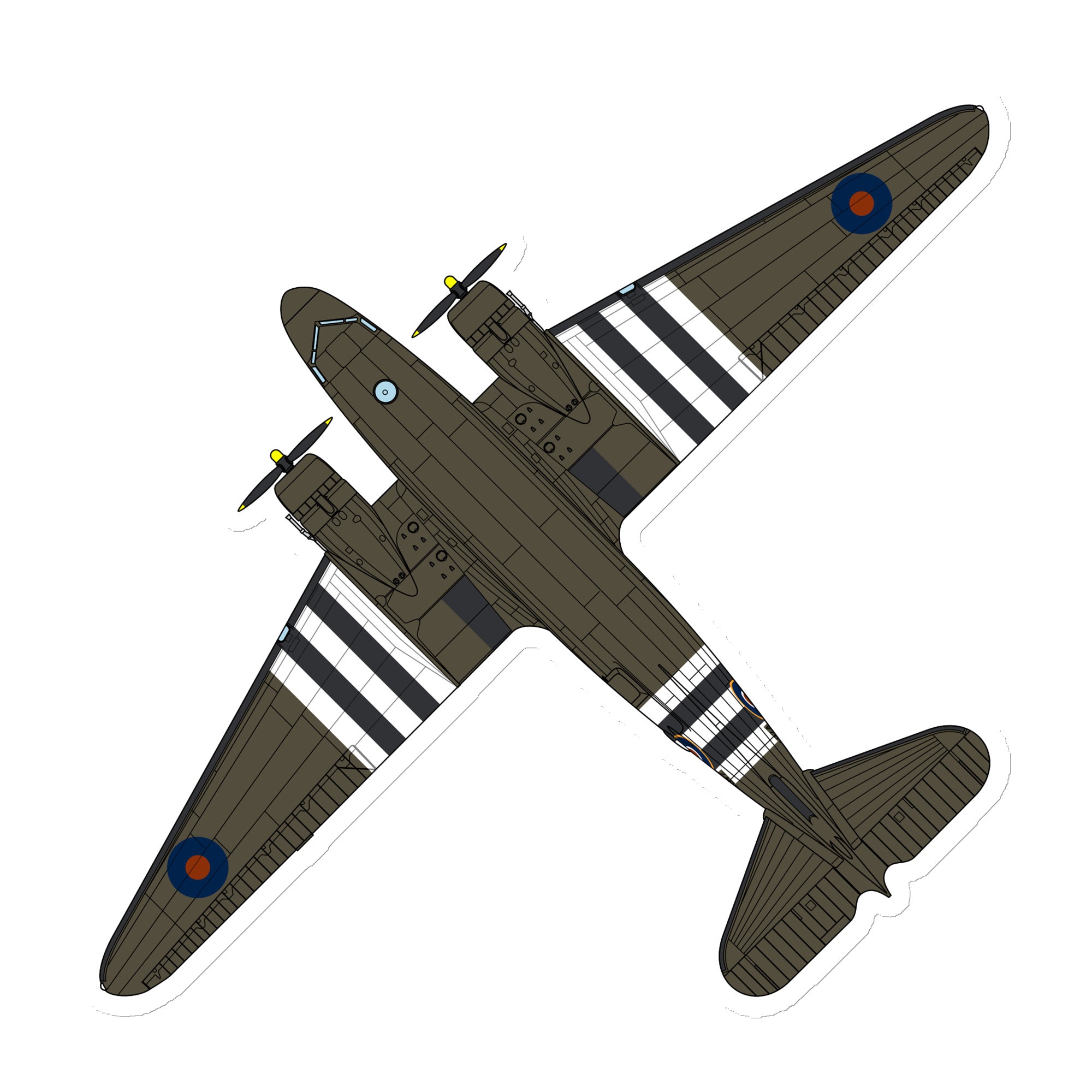 C-47 "Kwicherbichen" (Top View) Die Cut Magnet - I Love a Hangar
