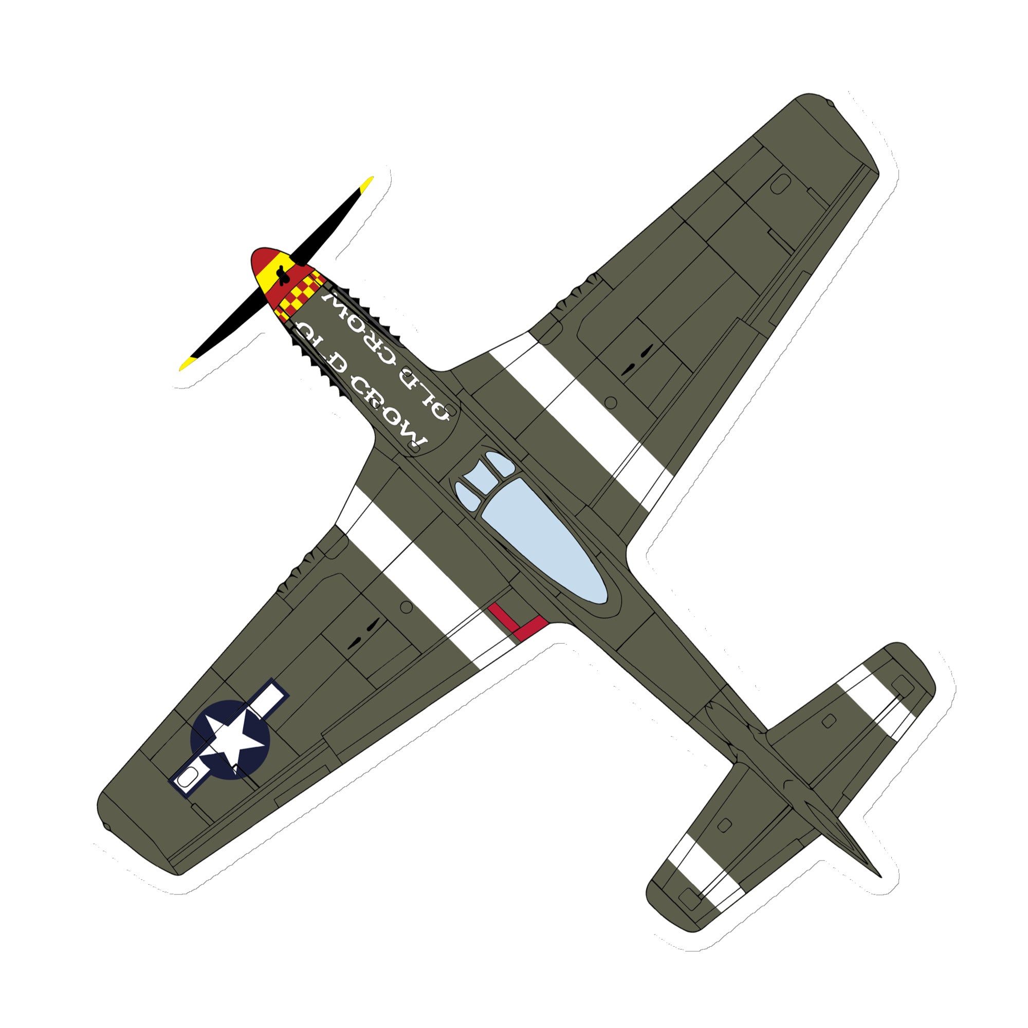 P-51 "Old Crow" (Top View) Die Cut Magnet - I Love a Hangar