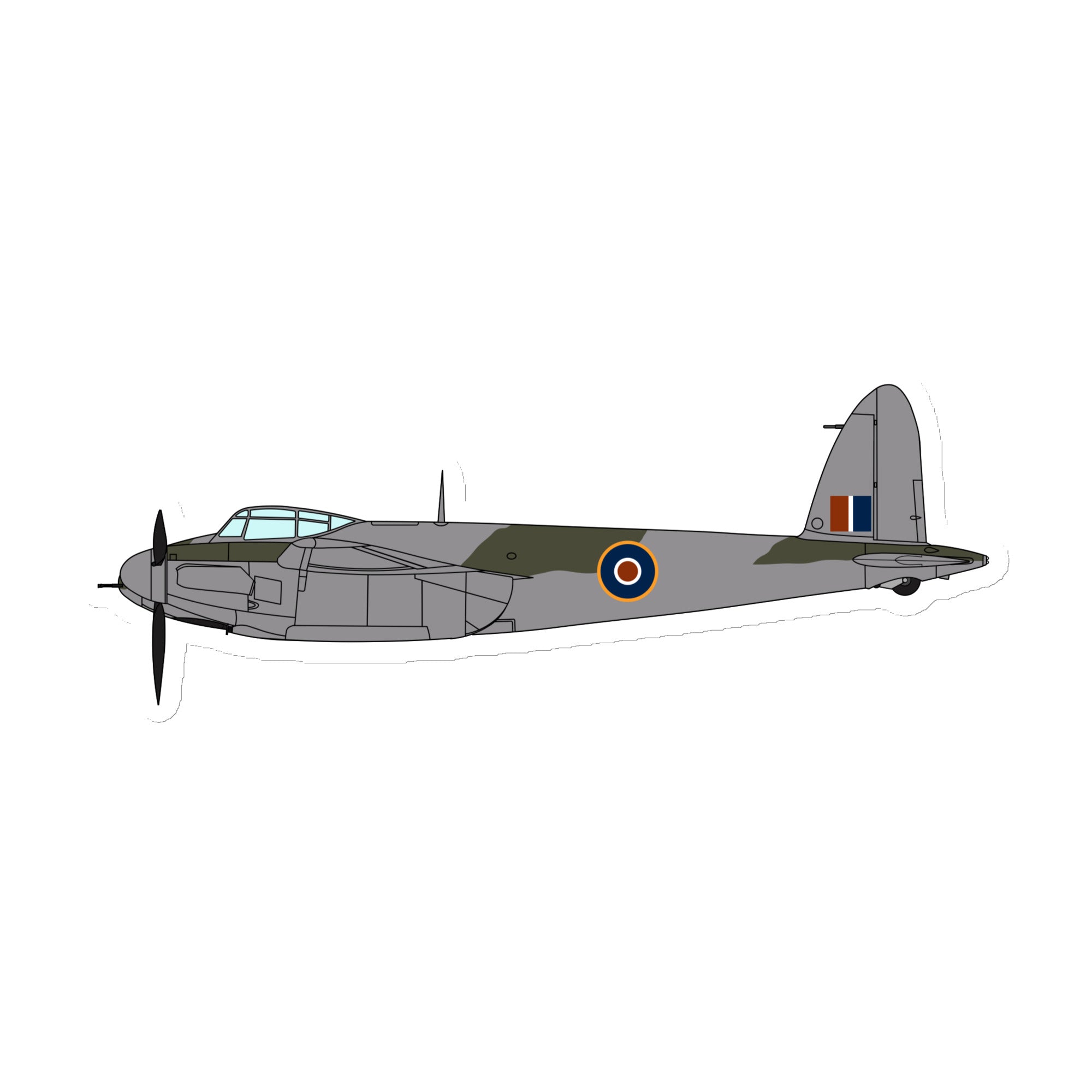 DH.98 Mosquito (Side View) Die Cut Magnet - I Love a Hangar