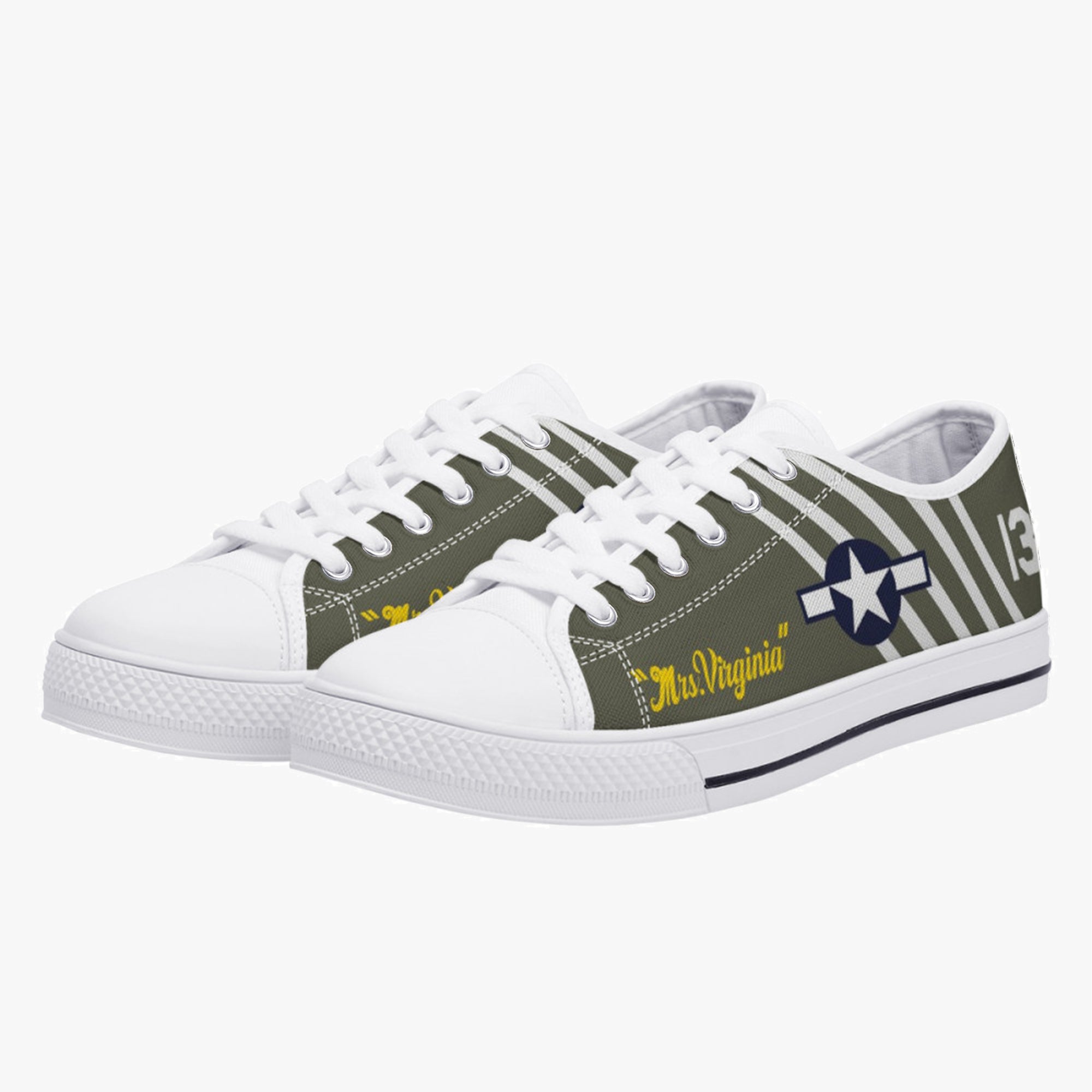P-51 Mustang "Mrs Virginia" Low Top Canvas Shoes - I Love a Hangar