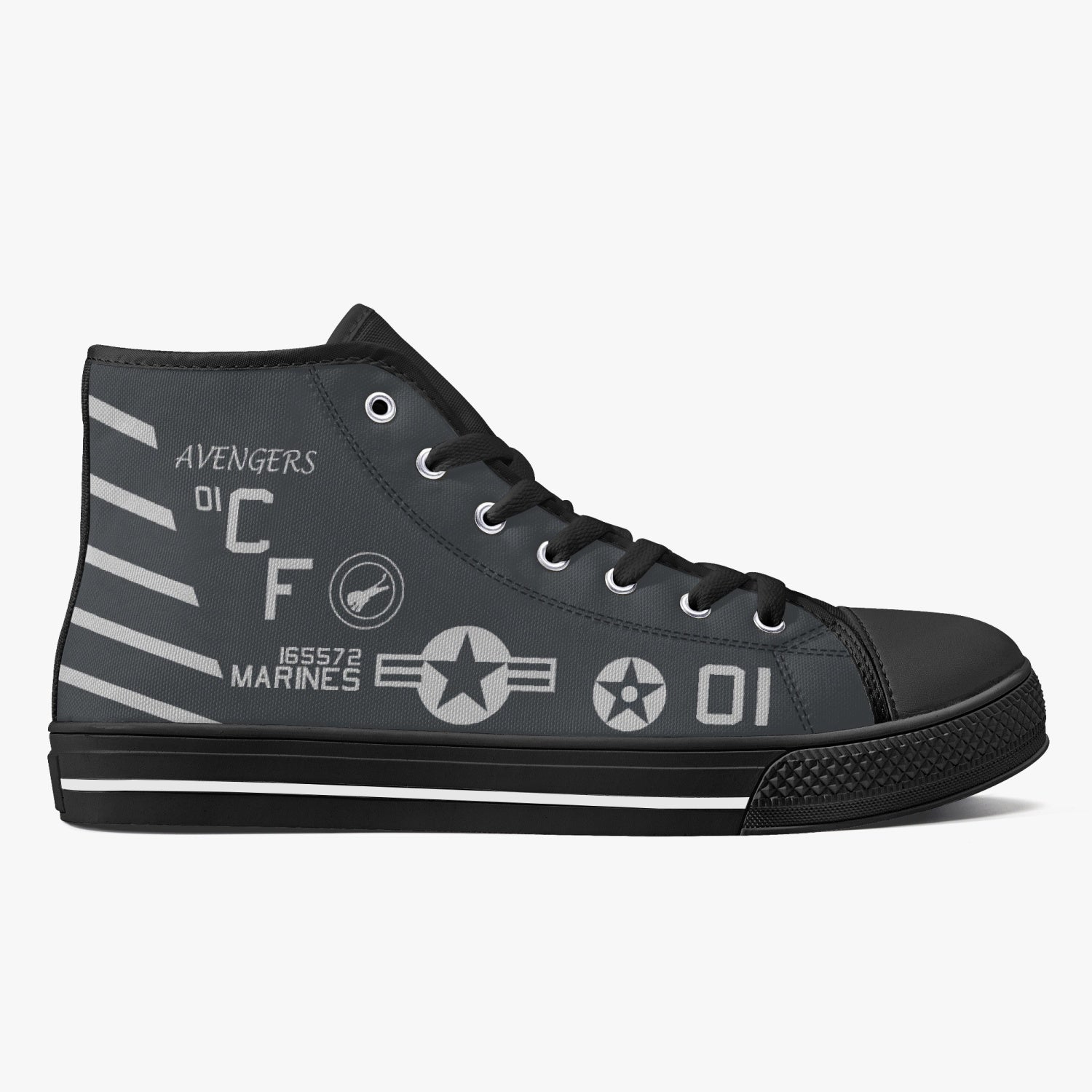 VMA-211 "Wake Island Avengers" (BuNo 165572) High Top Canvas Shoes - I Love a Hangar