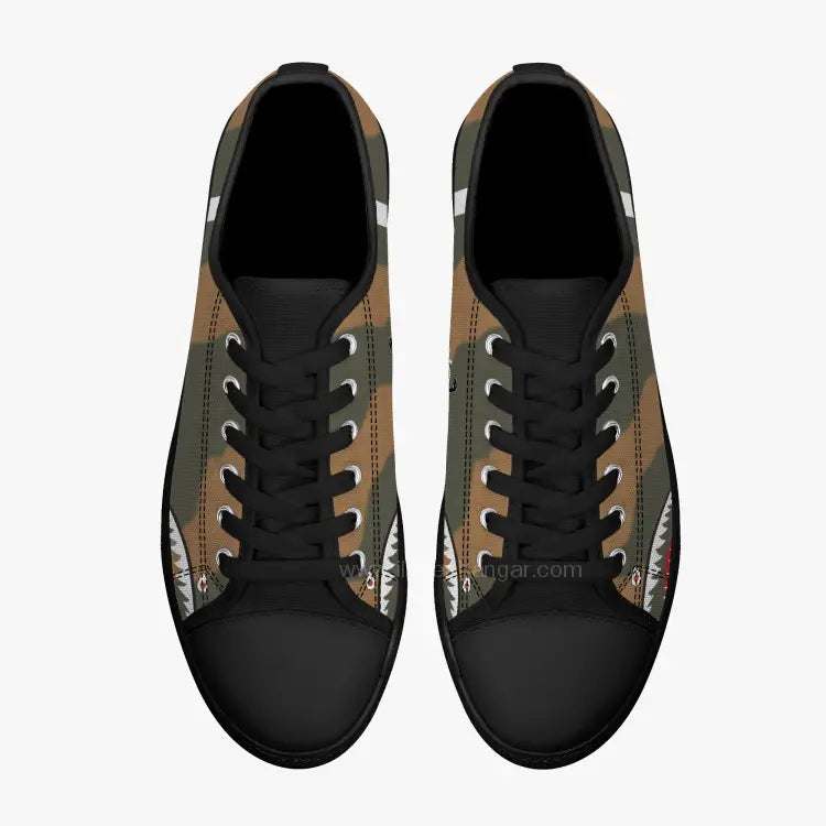 P-40 "White #21" of Pappy Boyington Low Top Canvas Shoes - I Love a Hangar