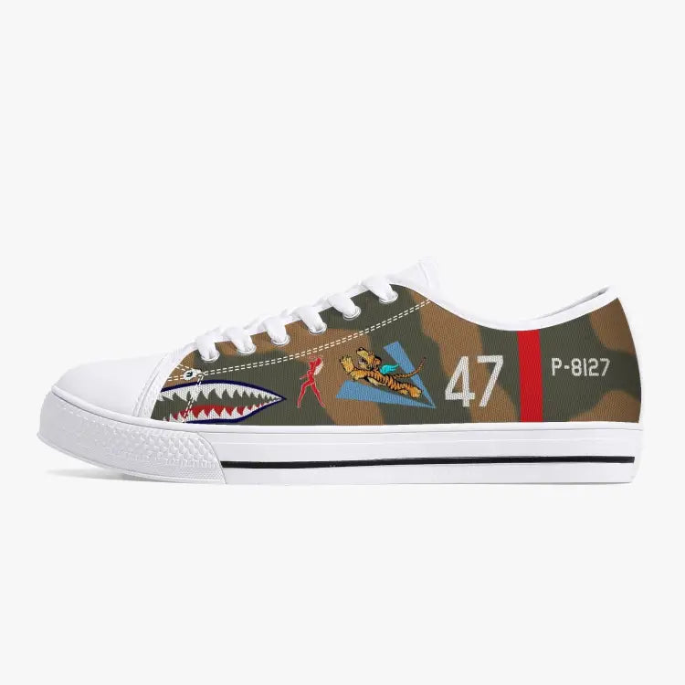 P-40 "White #47" of Robert Smith Low Top Canvas Shoes - I Love a Hangar