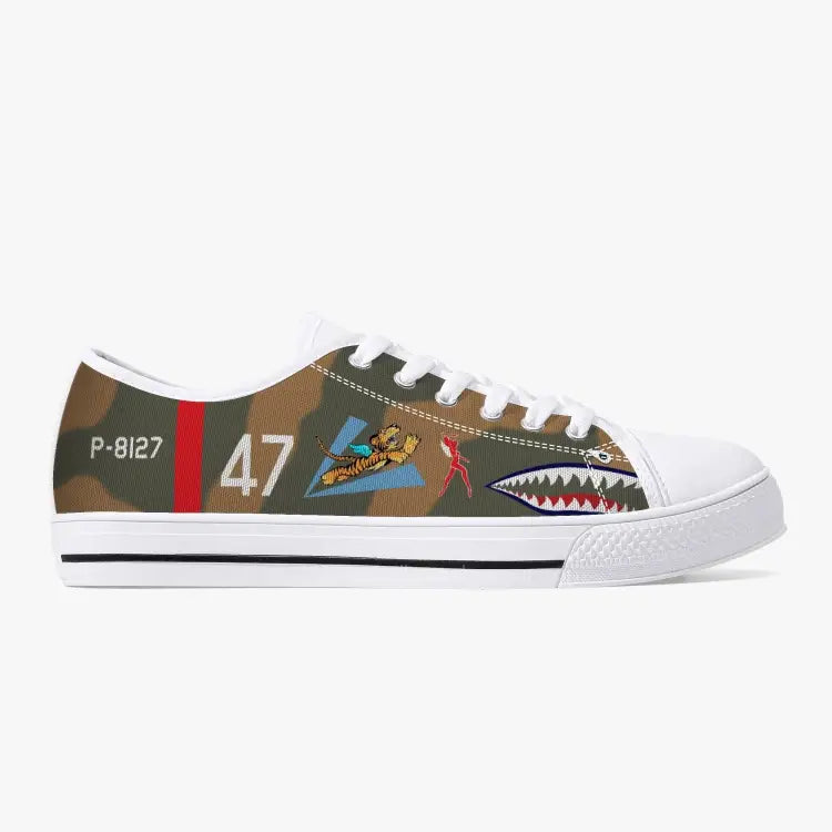 P-40 "White #47" of Robert Smith Low Top Canvas Shoes - I Love a Hangar