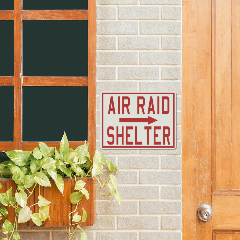 "Air Raid Shelter" Metal Sign 16in x12in - I Love a Hangar