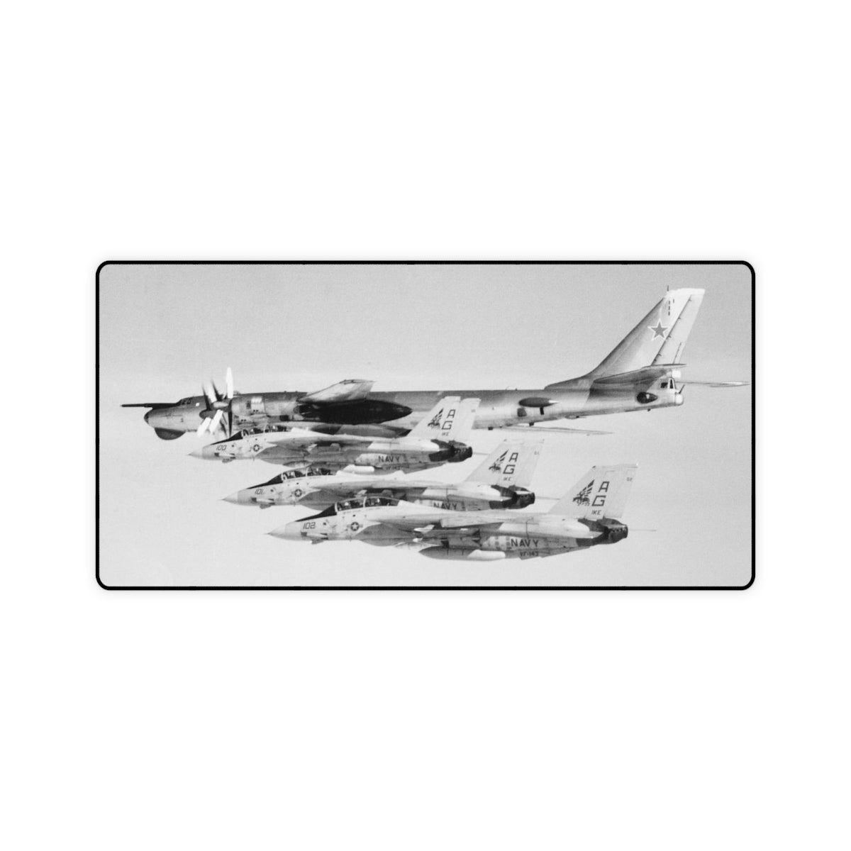 F-14s escorting a Tu-95  Desk Mat - I Love a Hangar