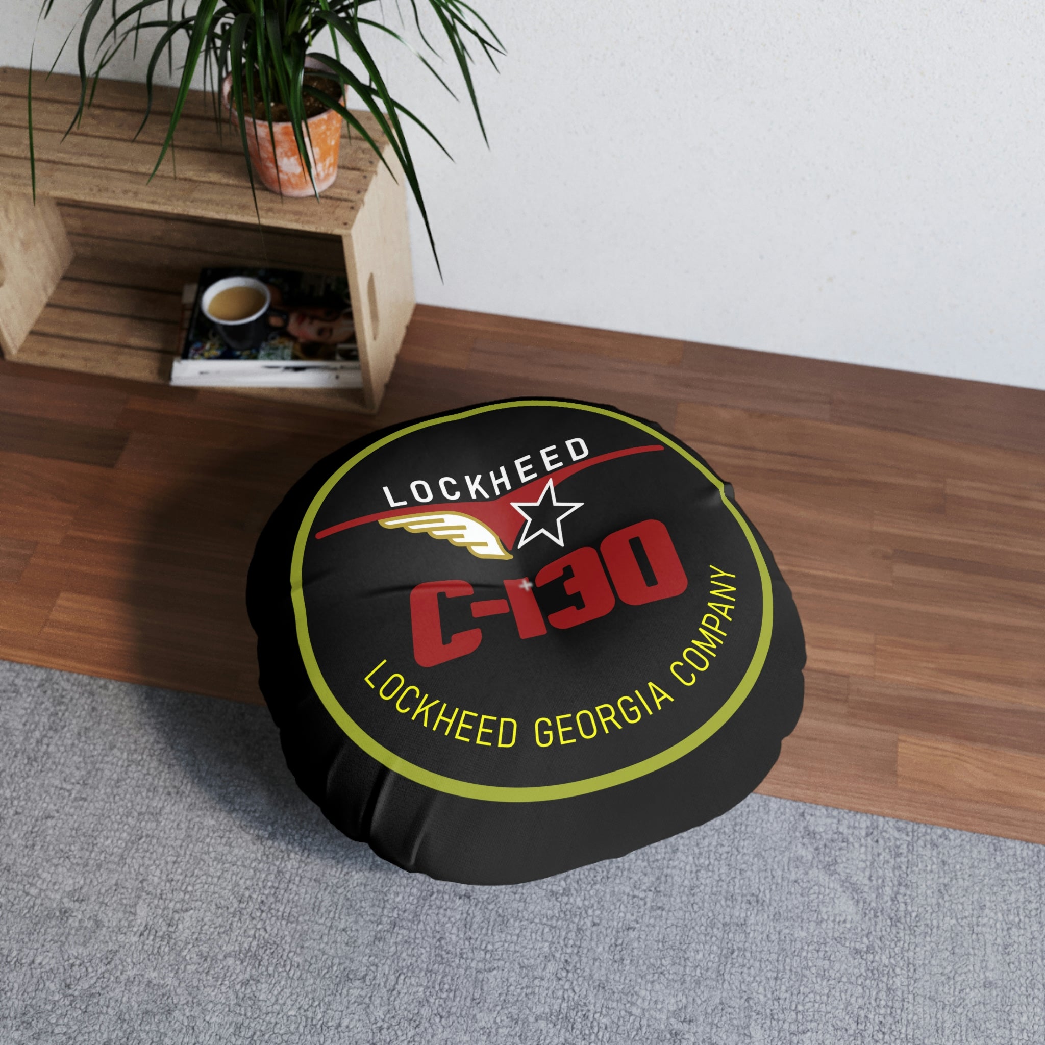 C-130 Tufted Floor Pillow, Round - I Love a Hangar