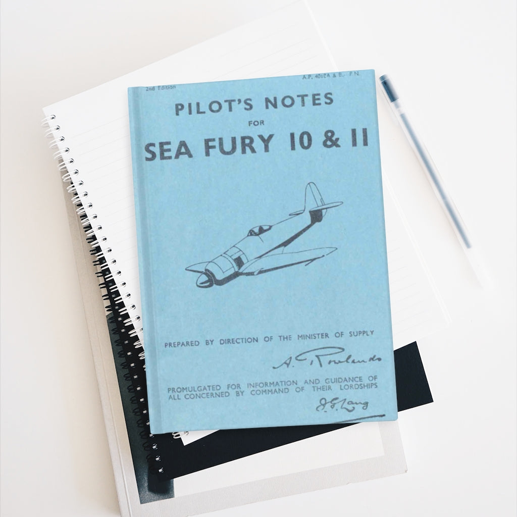 Hawker "Sea Fury" Inspired Hardcover Journal - I Love a Hangar