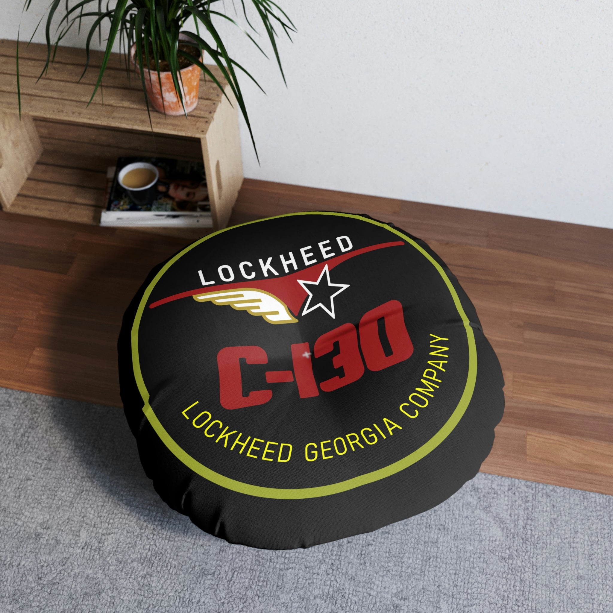 C-130 Tufted Floor Pillow, Round - I Love a Hangar