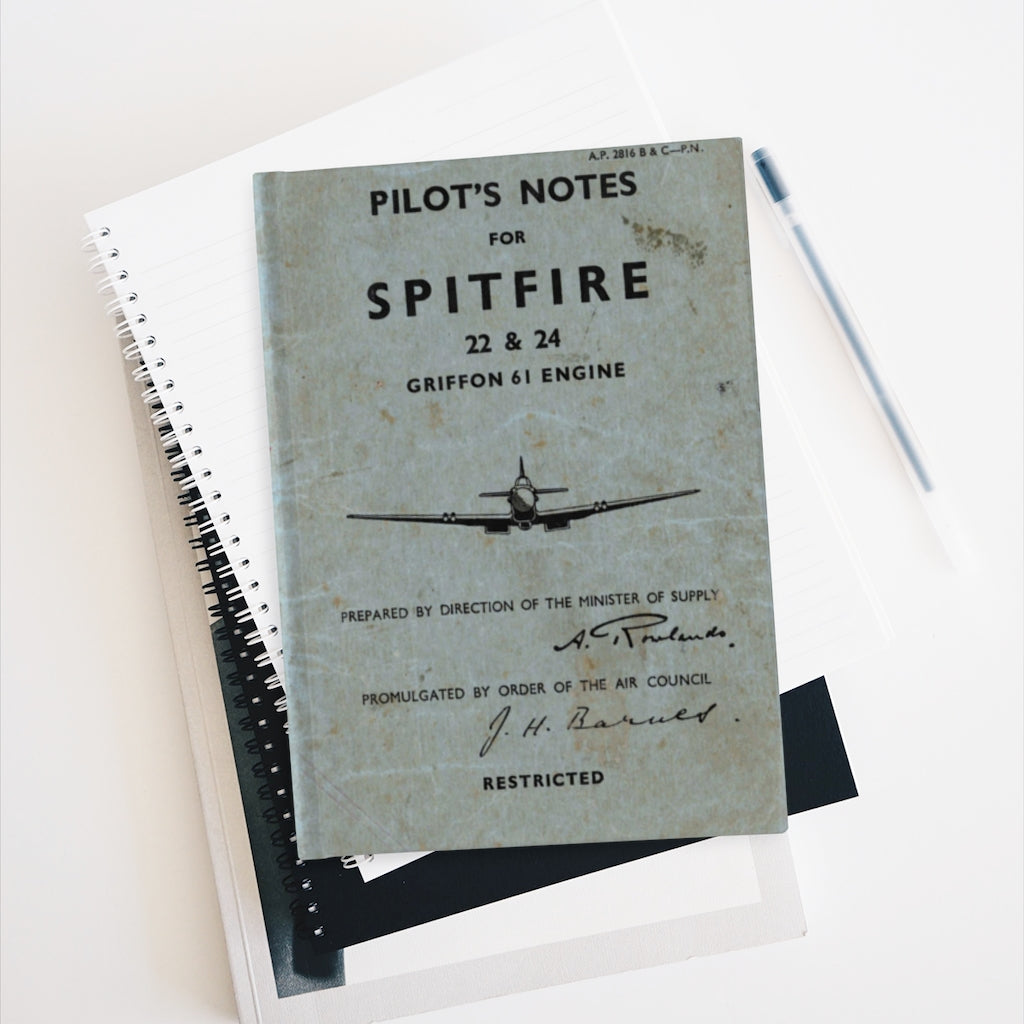 Supermarine "Spitfire" Inspired Hardcover Journal - I Love a Hangar