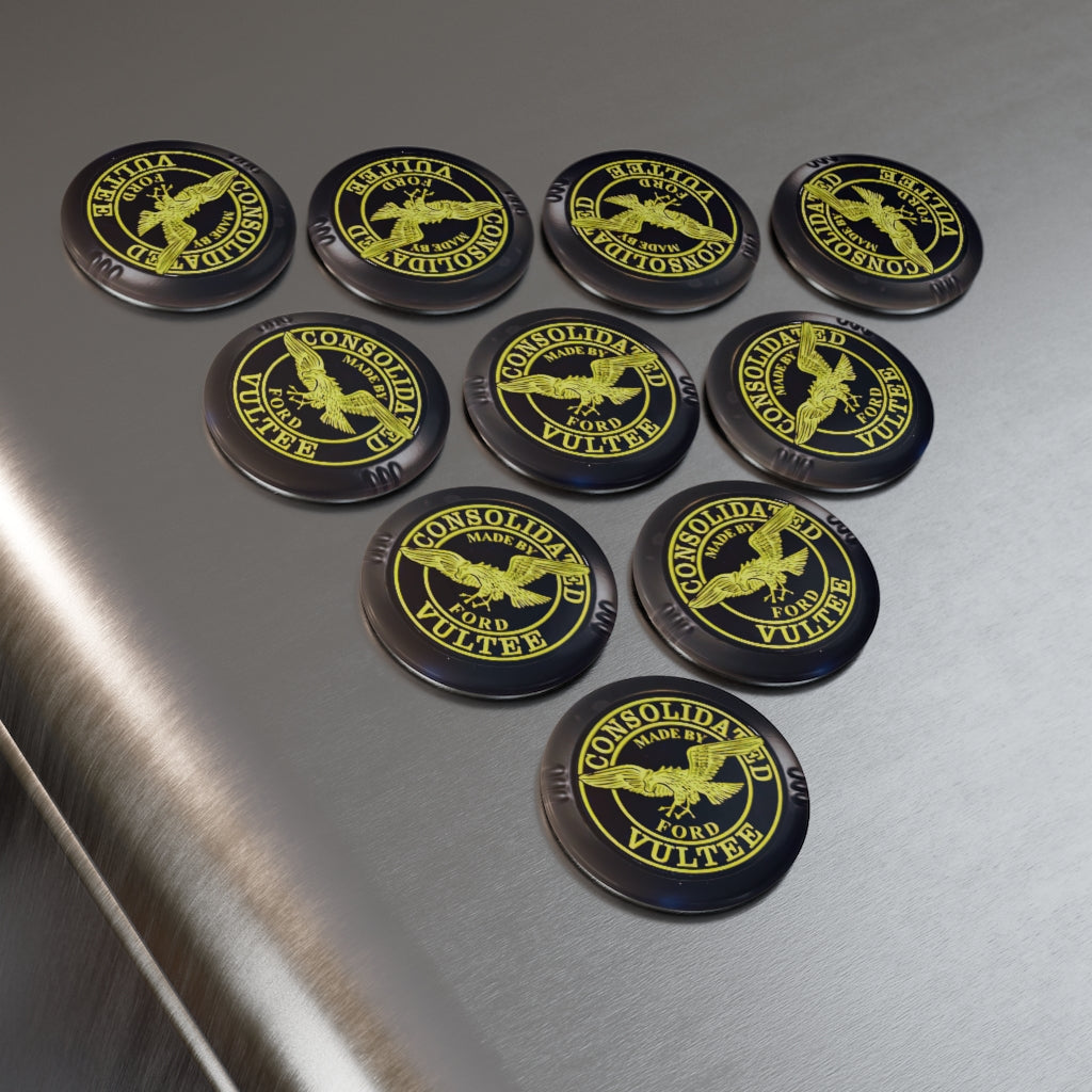 B-24 Control Yoke Cap Button Magnet, Round (1 & 10 pcs) - I Love a Hangar