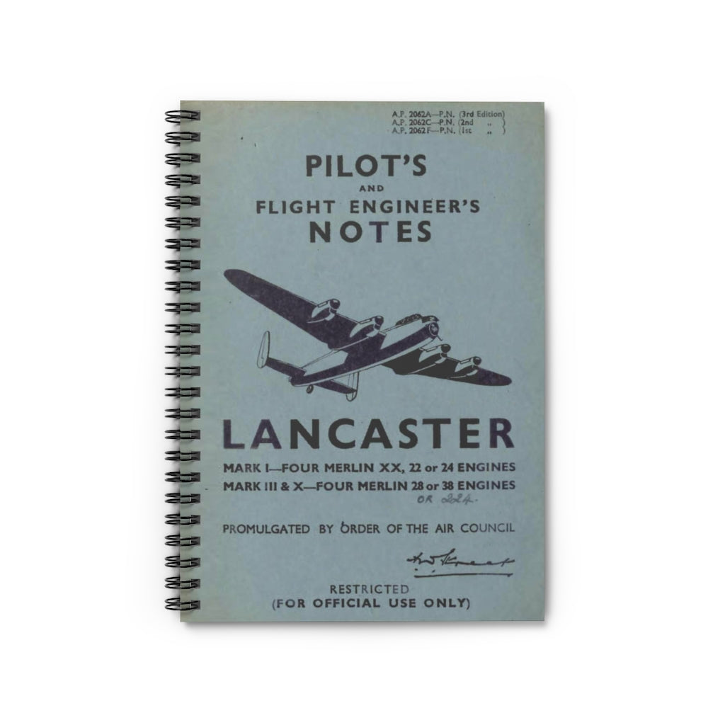 Avro "Lancaster" Inspired Spiral Notebook - I Love a Hangar