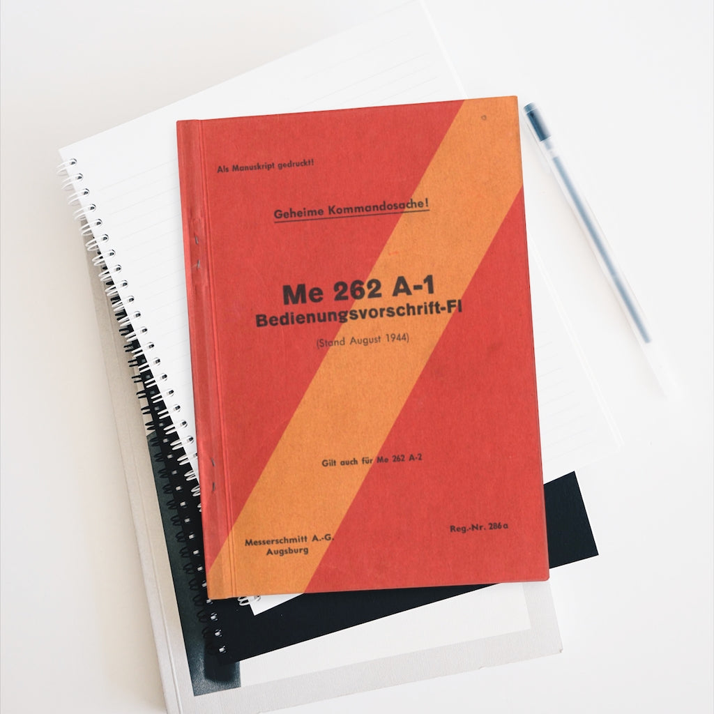 Messerschmitt Me-262 Inspired Hardcover Journal - I Love a Hangar