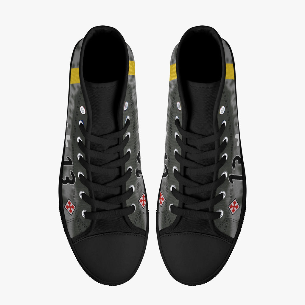 Bf-109 "Black 13" of Gunther Rall High Top Canvas Shoes - I Love a Hangar