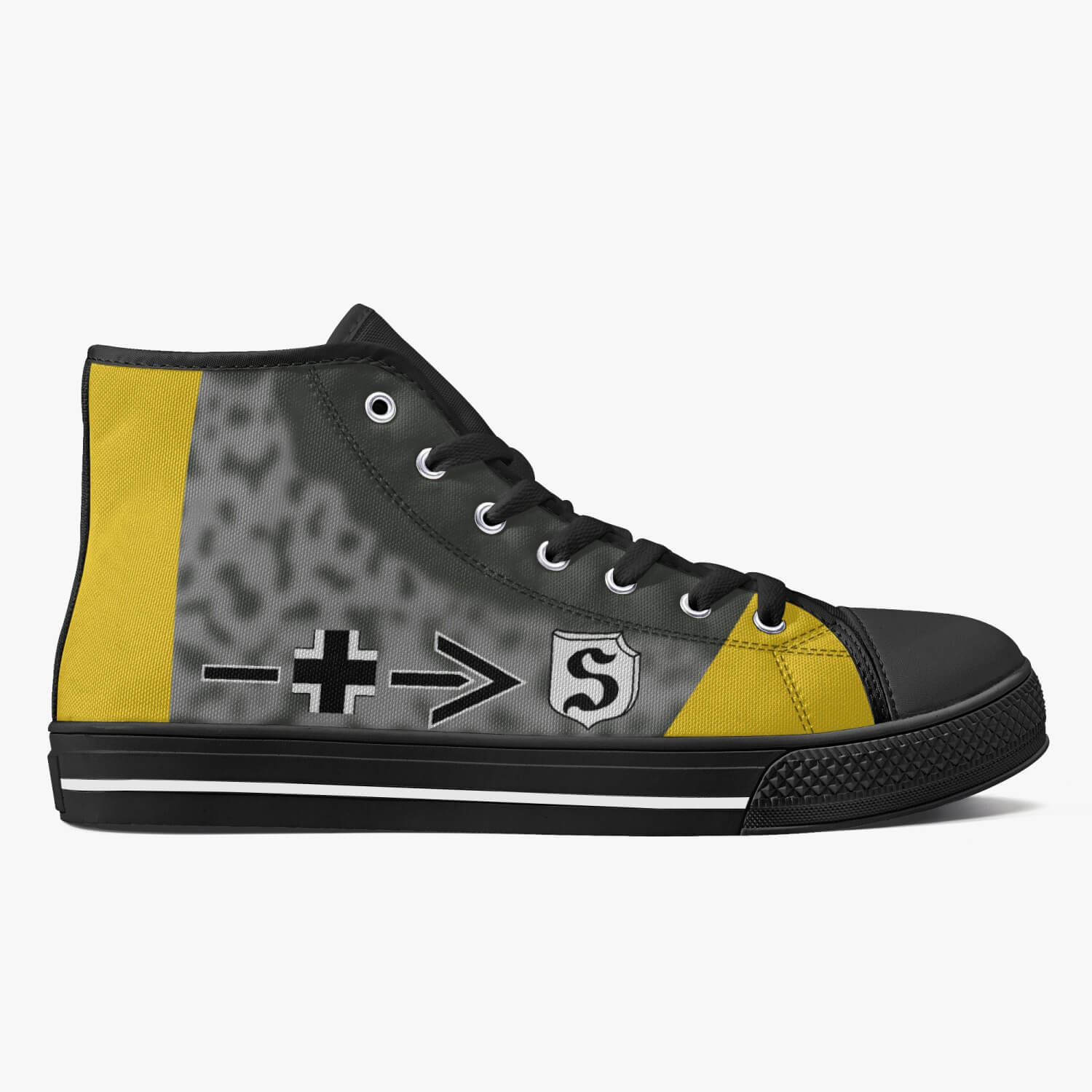 Bf-109 "Black Chevron and Bars" of Adolf Galland High Top Canvas Shoes - I Love a Hangar