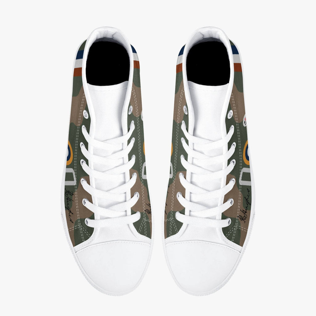 Spitfire "AZ-Q" of Pat Hughes Men's High Top Canvas Shoes - I Love a Hangar