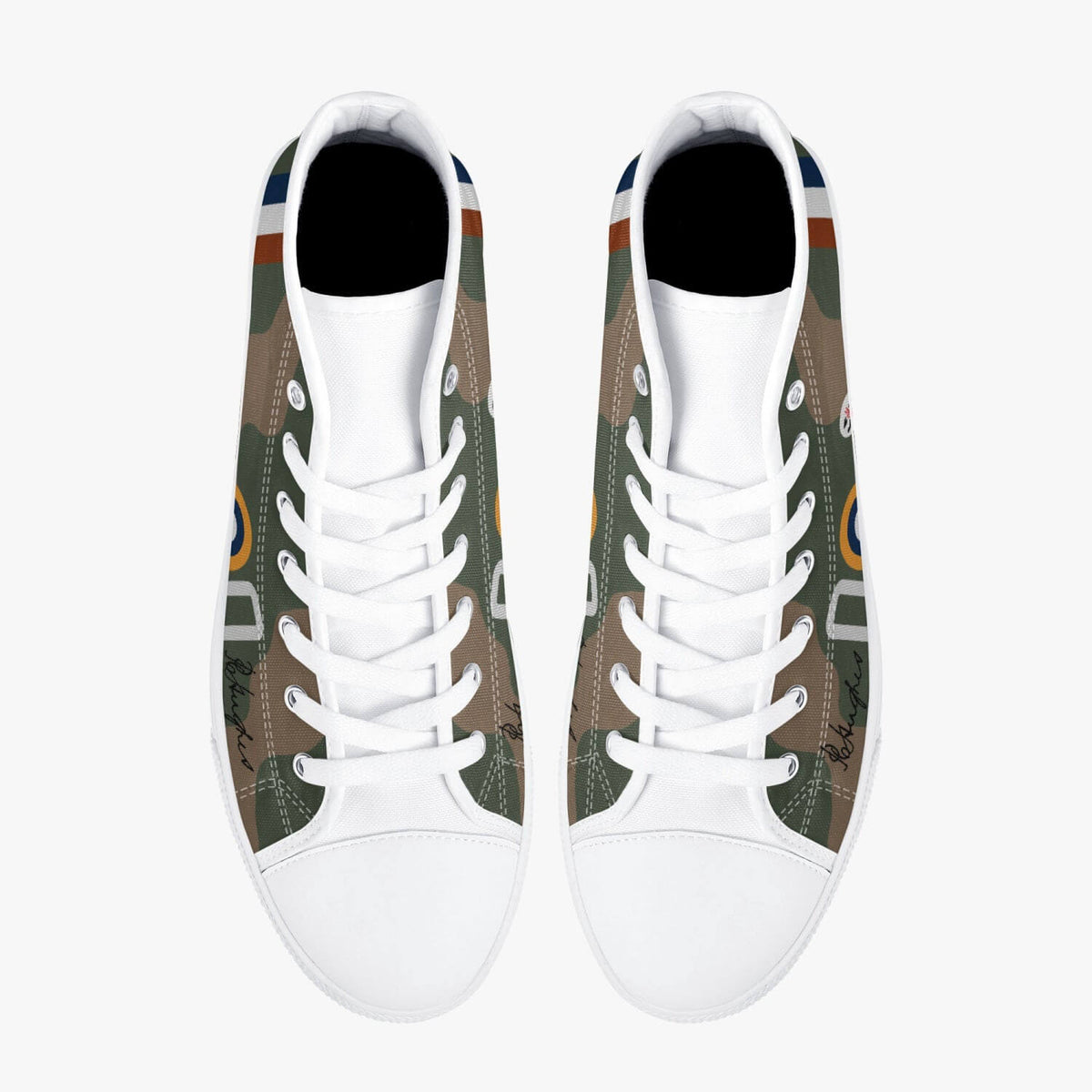 Spitfire "AZ-Q" of Pat Hughes Men's High Top Canvas Shoes - I Love a Hangar