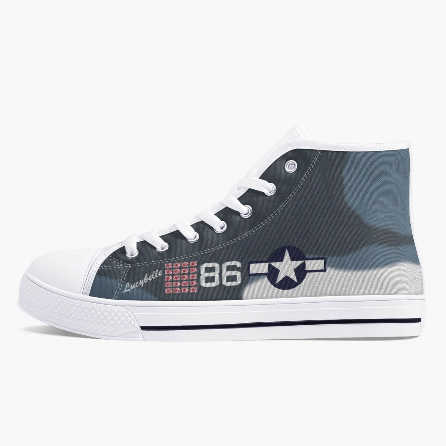 F4U Corsair "Lucybelle" High Top Canvas Shoes - I Love a Hangar