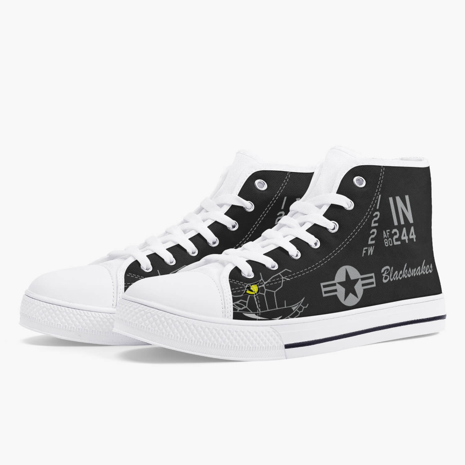 A-10 "Blacksnakes" High Top Canvas Shoes (Dark Theme) - I Love a Hangar