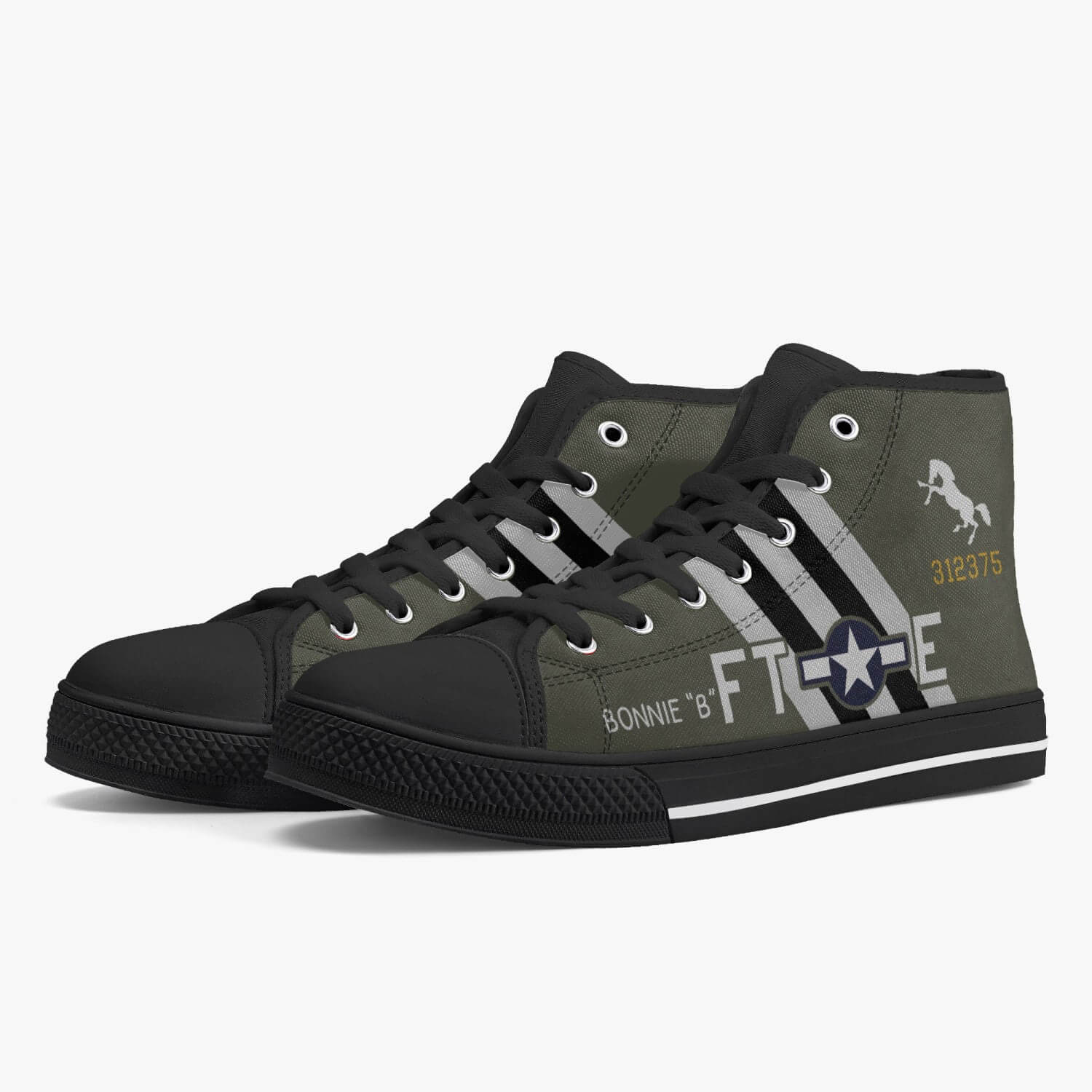 P-51 "Bonnie B" High Top Canvas Shoes - I Love a Hangar