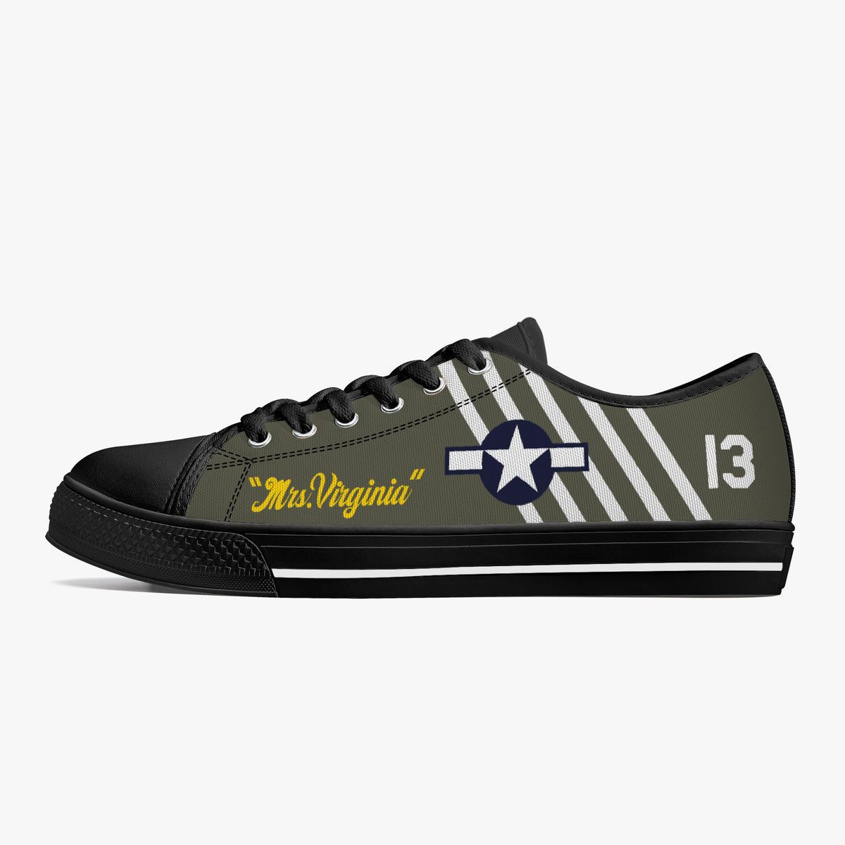 P-51 Mustang "Mrs Virginia" Low Top Canvas Shoes - I Love a Hangar