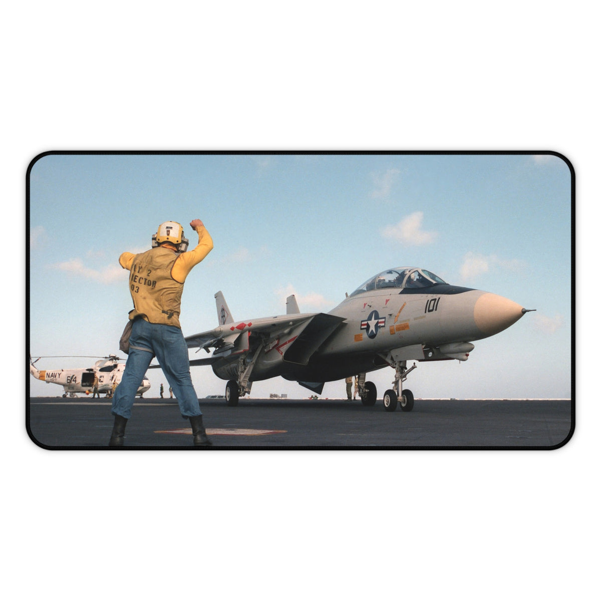 F-14 Tomcat Positioning For Launch Desk Mat - I Love a Hangar